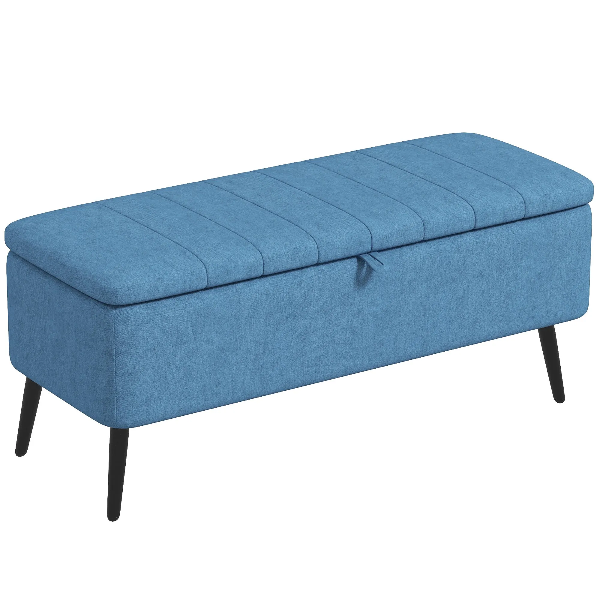 Storage Bench Pouf Footstool Padded, 102x40x44 cm, Dark Blue