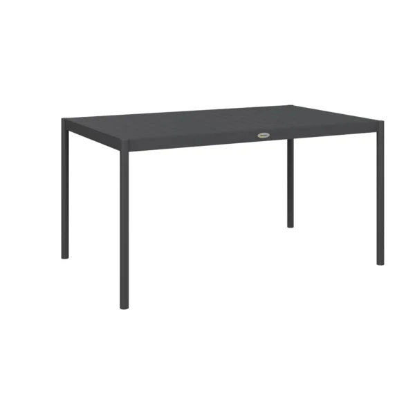 Outsunny 6-Seater Slatted Garden Table in Steel and Aluminum, 145x90x74 cm, Dark Gray