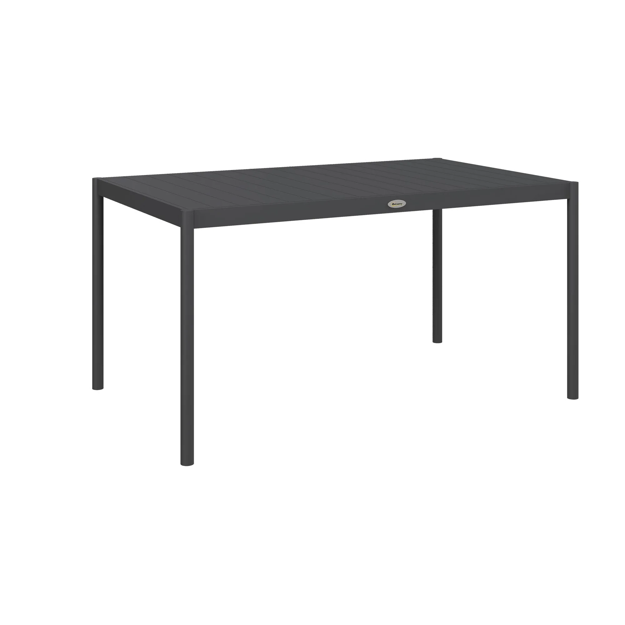 Outsunny 6-Seater Slatted Garden Table in Steel and Aluminum, 145x90x74 cm, Dark Gray