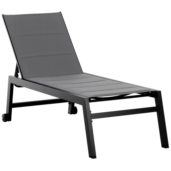 Outsunny 5-Level Reclining Garden Lounger with Padded Cover