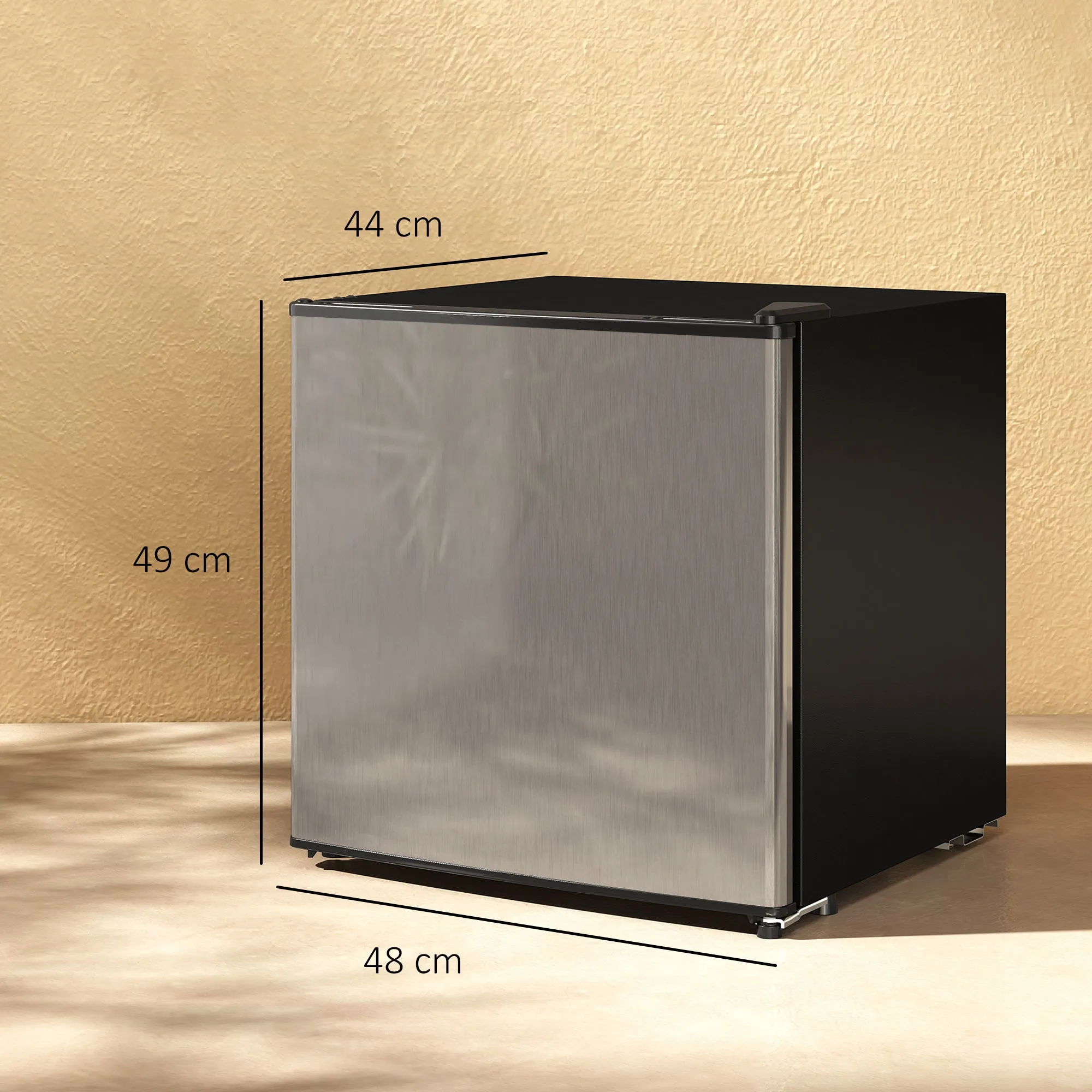 46L Mini Refrigerator with Ice Cube Tray, Reversible Door, Adjustable Temperature, Silver - Image 3