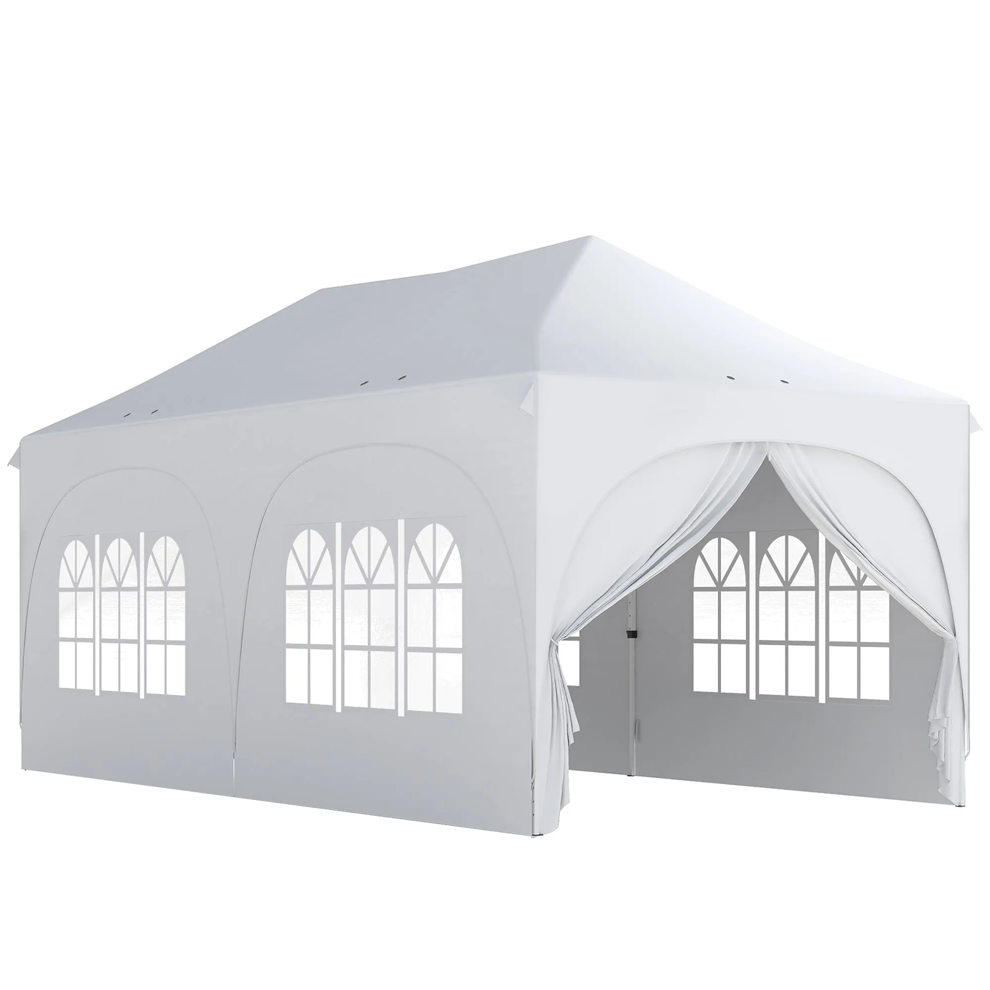 Outsunny 3x6m Folding Garden Gazebo with Removable Walls and Carry Bag, White