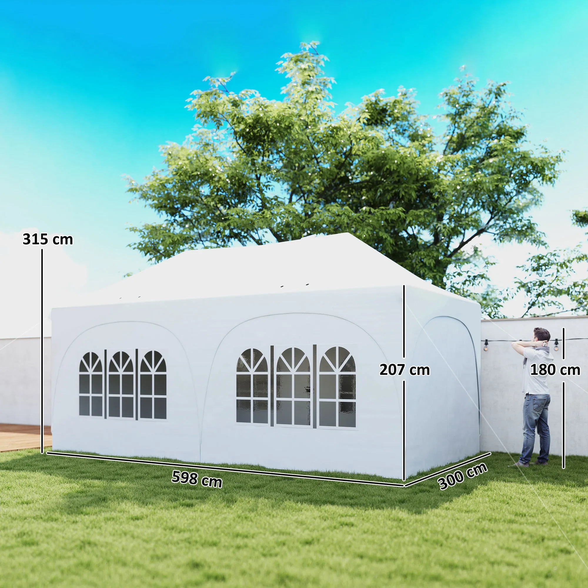 Outsunny 3x6m Folding Garden Gazebo with Removable Walls and Carry Bag, White - Image 3