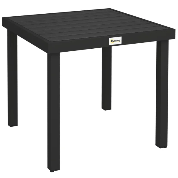 Outsunny Garden Table Wood Effect Dining Table, 78x78 cm, Black