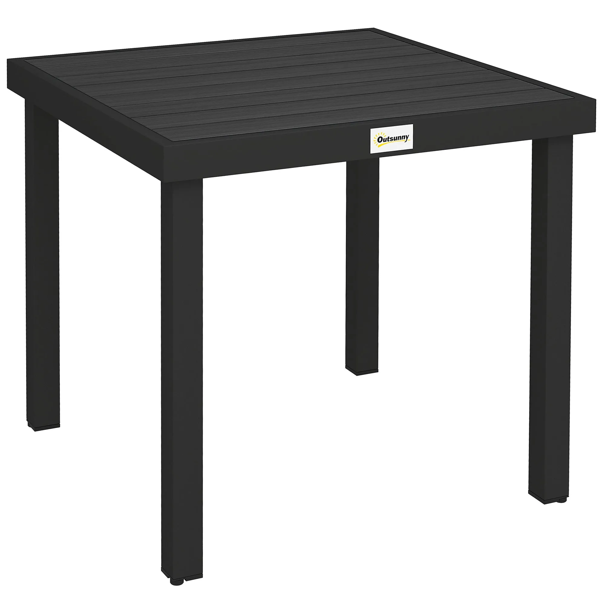 Outsunny Garden Table Wood Effect Dining Table, 78x78 cm, Black