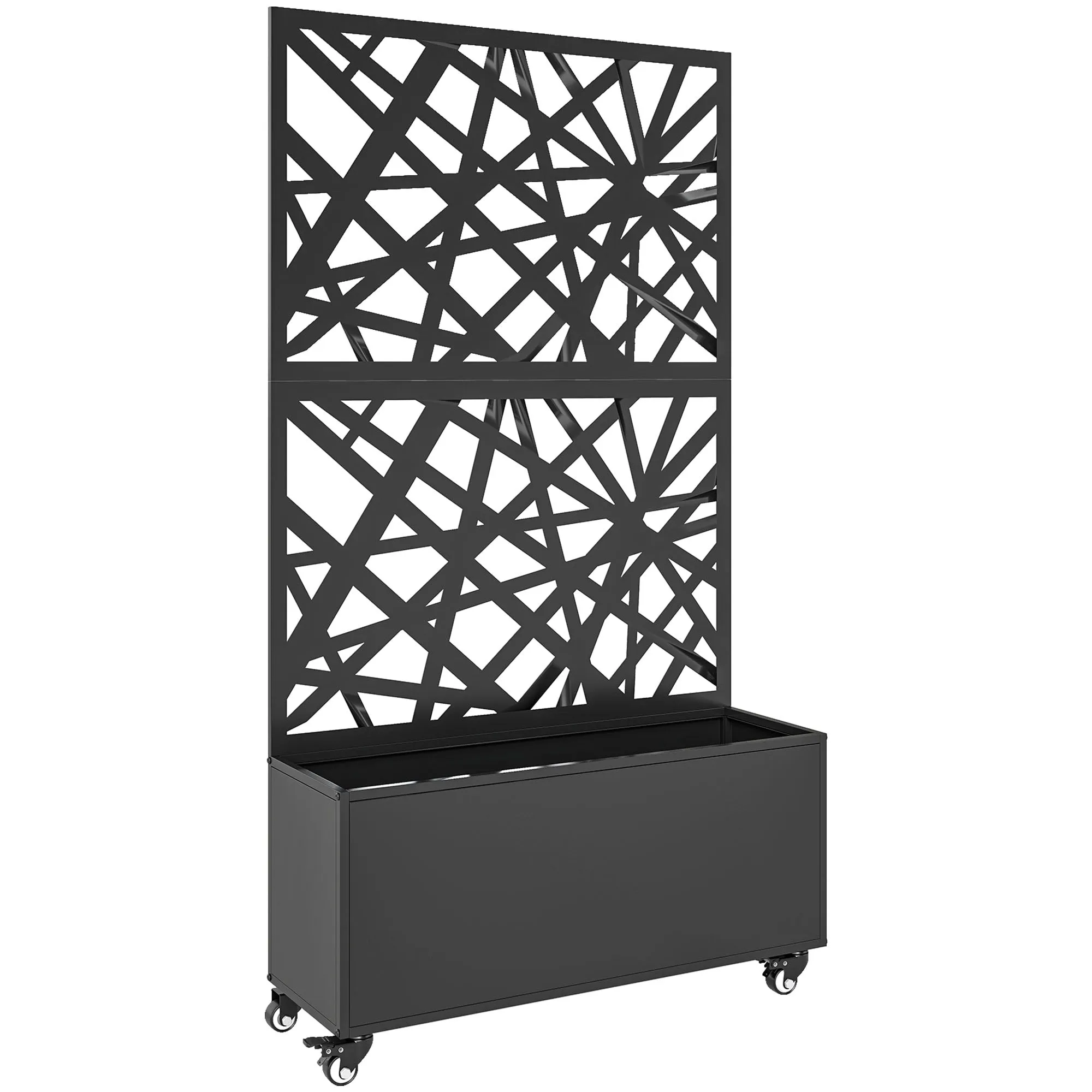 Outsunny Planter with Trellis for Climbing Plants, Drainage Holes, Metal, 90x30x160 cm, Black