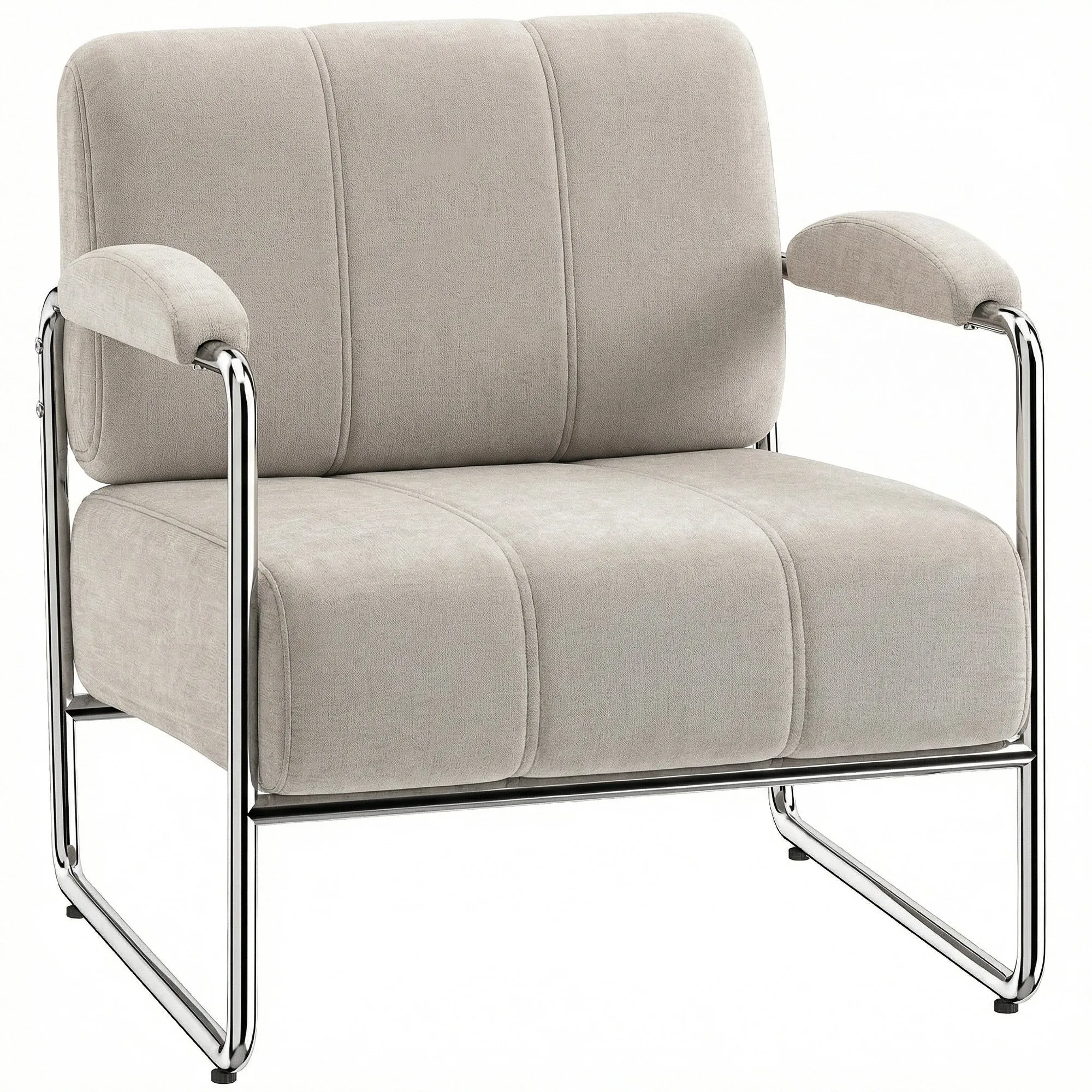 Soft Chenille Living Room Armchair and Bedroom Chair, Beige