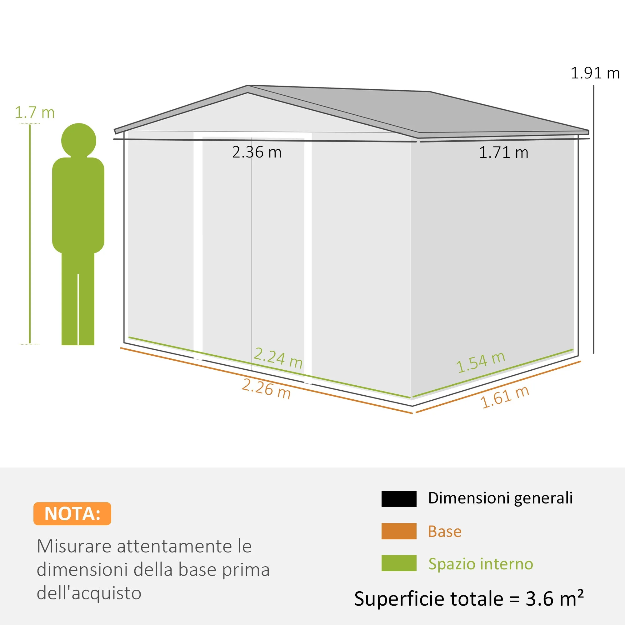 Outsunny 2.3x1.7 m Steel Garden Shed with Air Vents and Double Sliding Door, Dark Grey - Image 3