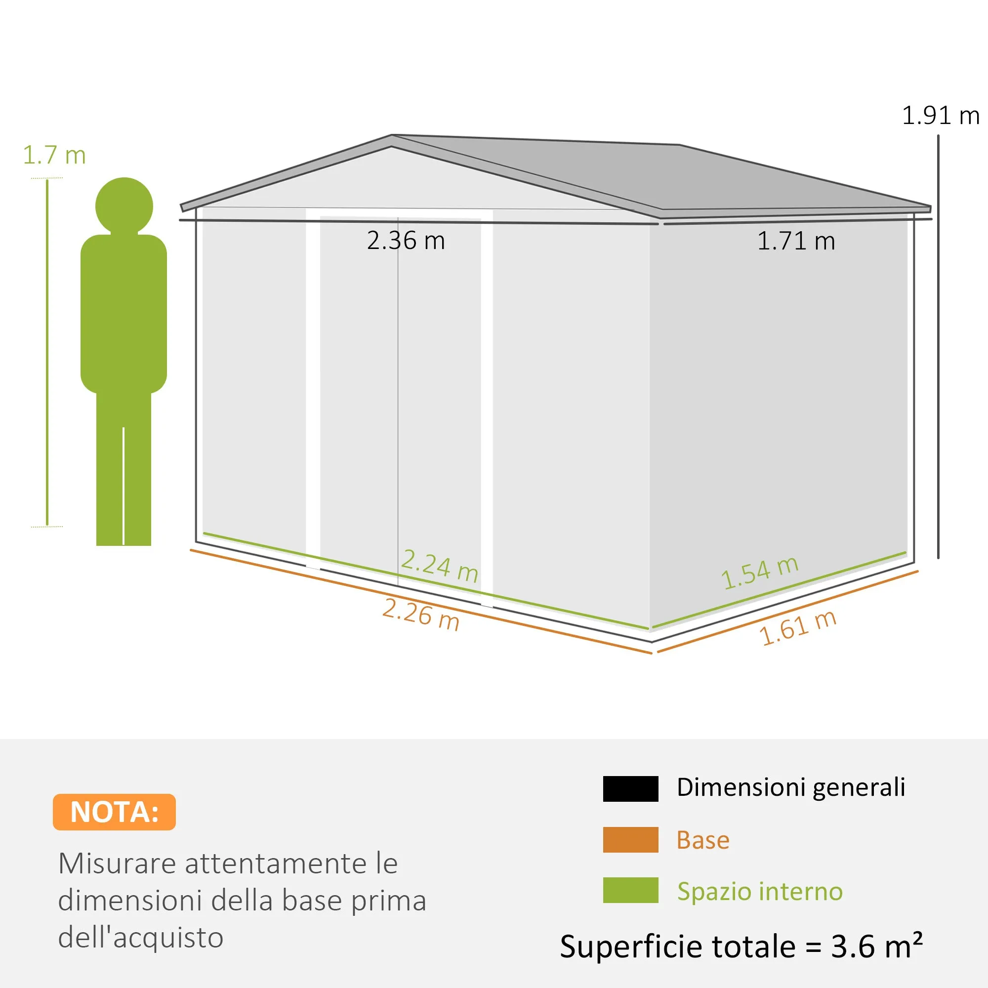 Steel Sheet Garden Shed with Sliding Doors, 236x174x190cm, Brown - Image 3