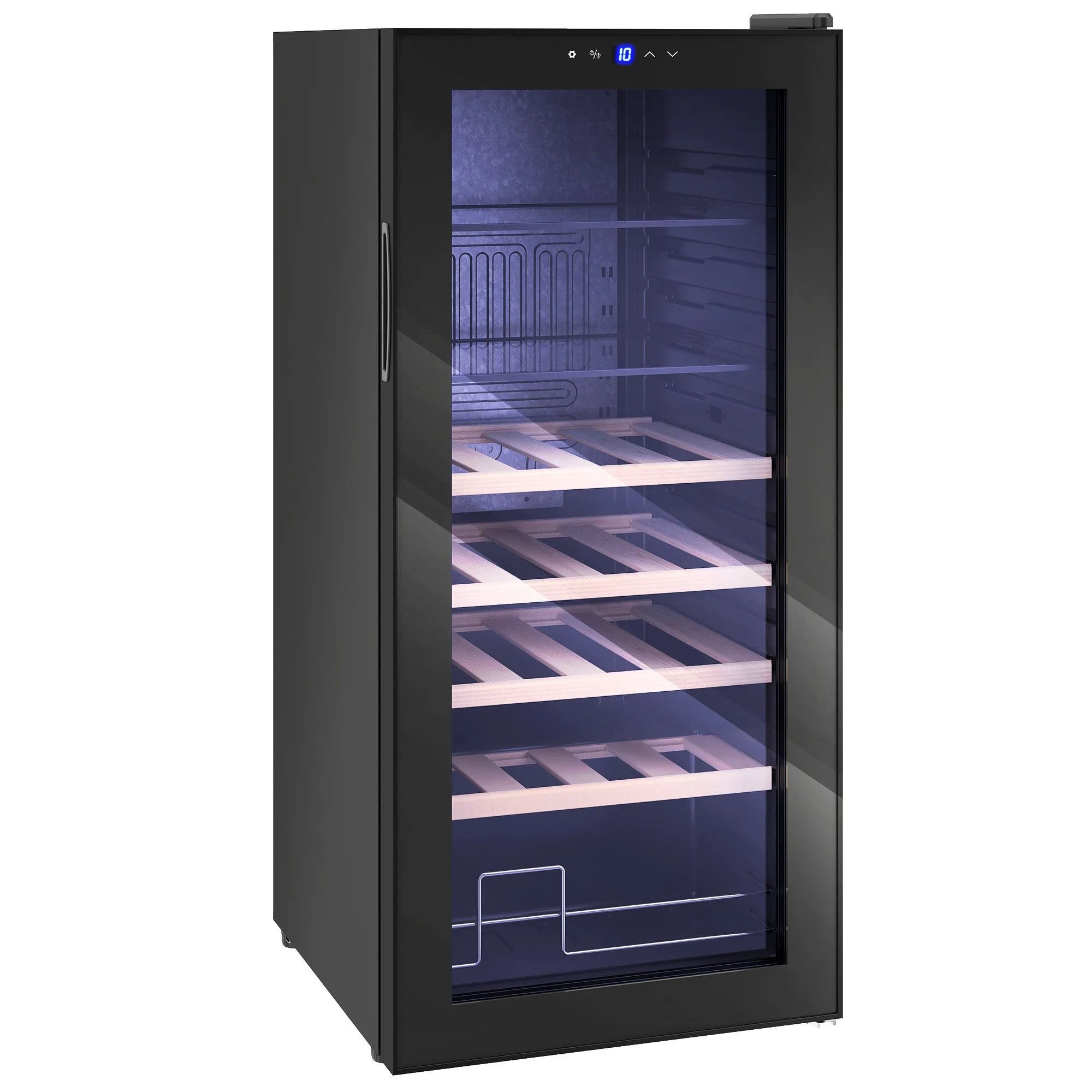 HOMCOM 92L Wine Refrigerator with Adjustable Shelves for 20 Bottles and 50 Cans, 43x45x94 cm, Black