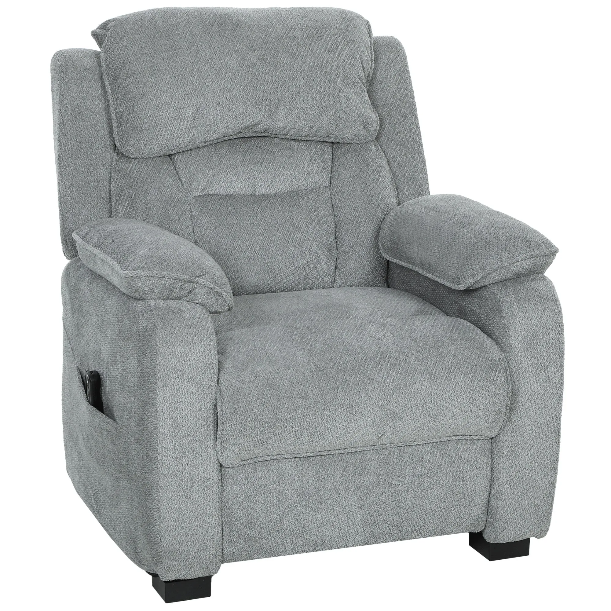 150° Reclining Velvet Armchair with Footrest, Remote Control and Side Pocket, 96x90x103 cm, Grey