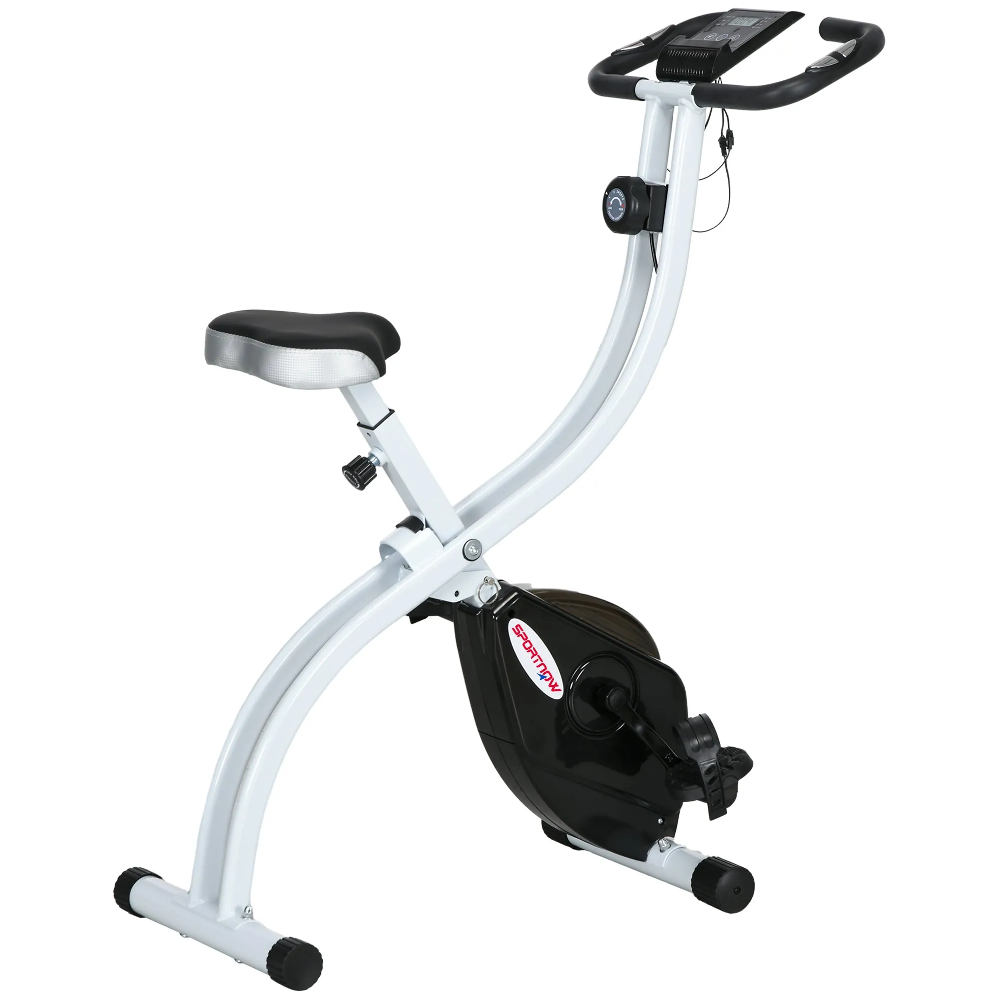 Folding Magnetic Exercise Bike with 8 Resistance Levels and Adjustable Seat, Steel, 97x43x110 cm, Black