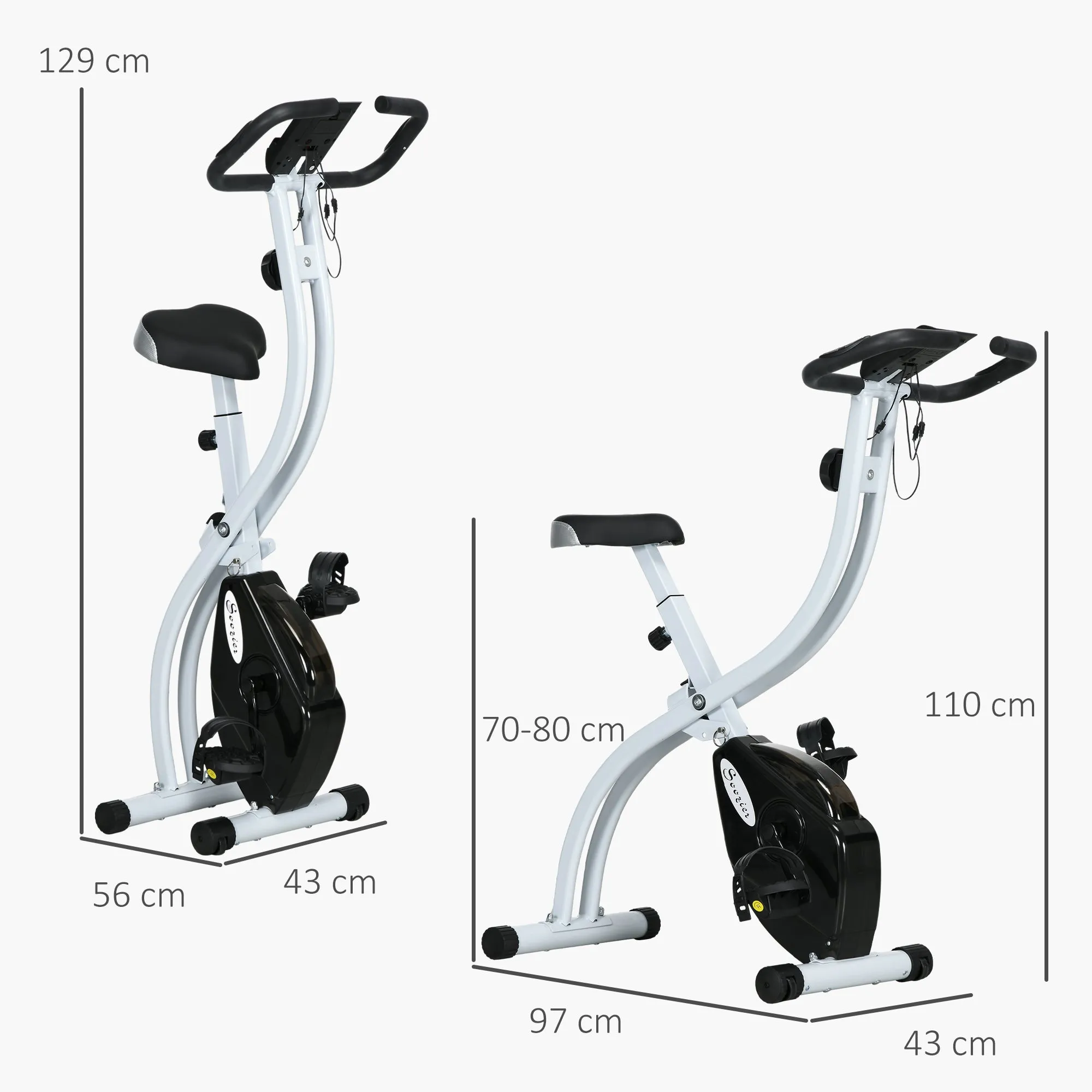 Folding Magnetic Exercise Bike with 8 Resistance Levels and Adjustable Seat, Steel, 97x43x110 cm, Black - Image 3