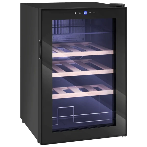 53L Wine Cooler with Adjustable Shelves for 12 Bottles and 25 Cans, 43x45x64 cm, Black