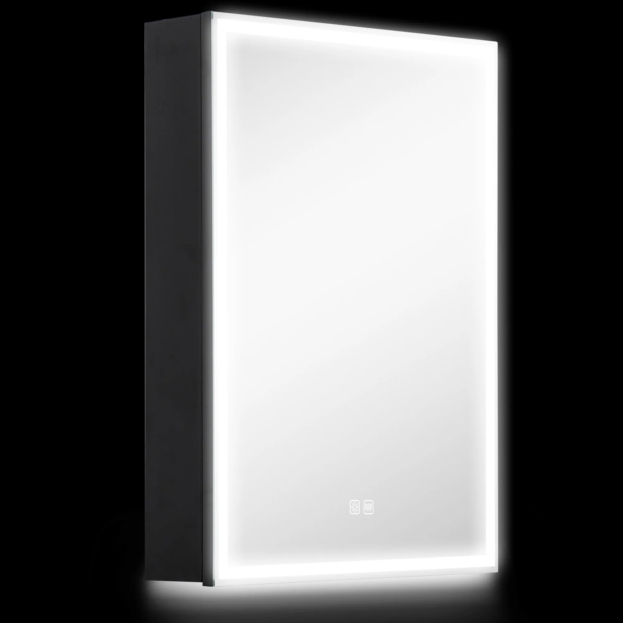 Bathroom Cabinet with Mirror, Adjustable LED Lights and Anti-Fog Function, Black