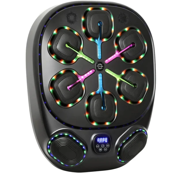 Wall-Mounted Musical Boxing Machine with 9 Modes, LED Lights and Bluetooth Connection, 61x48x11 cm, Black