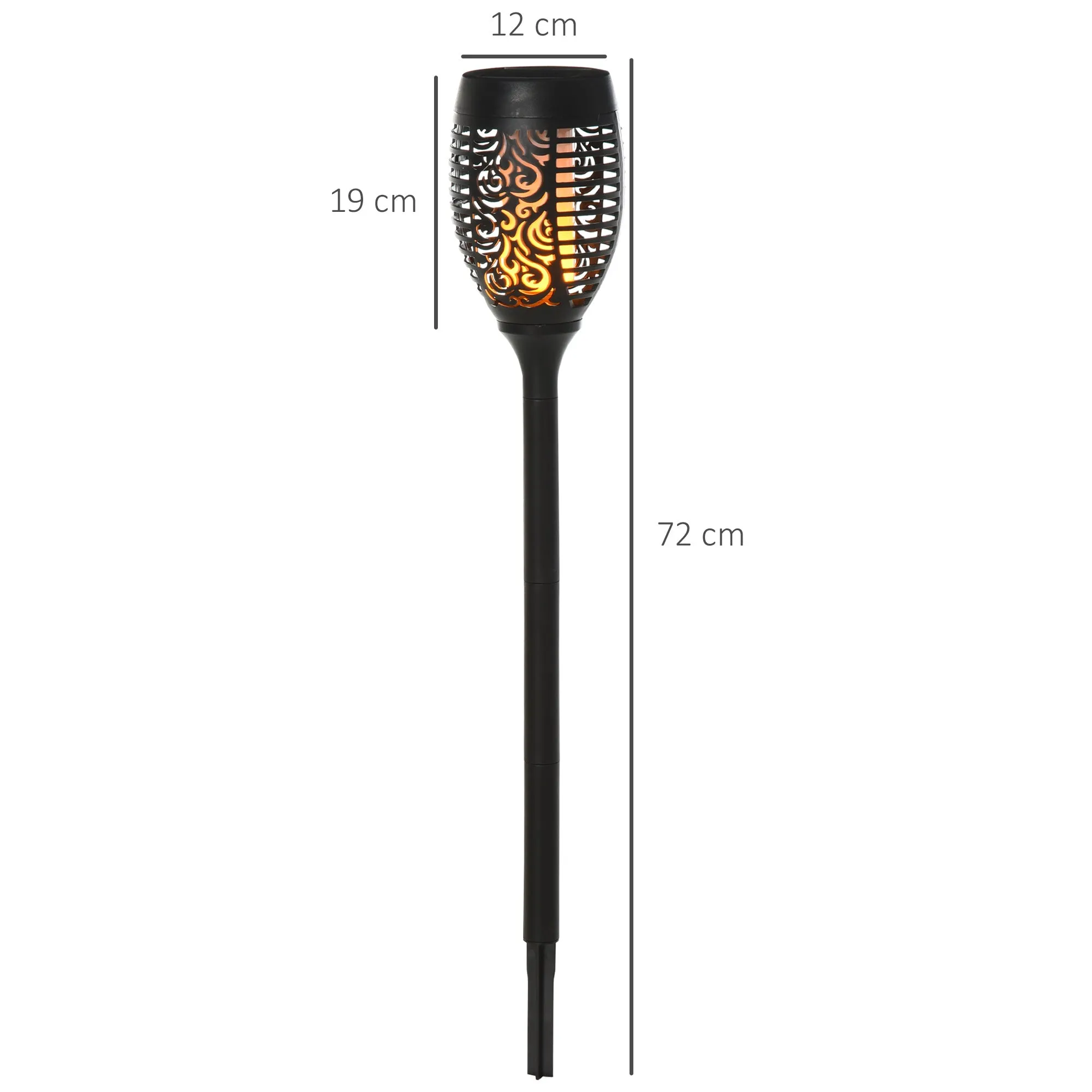 Set of 4 Solar Powered LED Outdoor Spotlights with 4 Pegs, Plastic, Ø12x72 cm, Black - Image 3