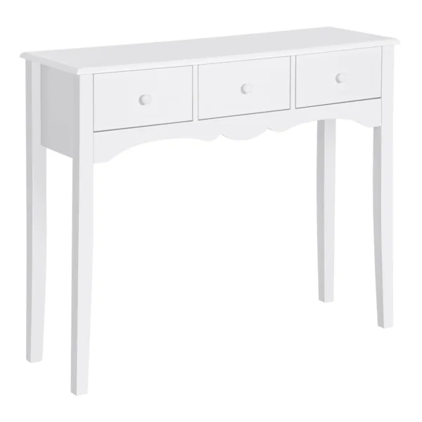 Modern MDF Entrance Console Table with 3 Drawers, 100x32x85 cm, White