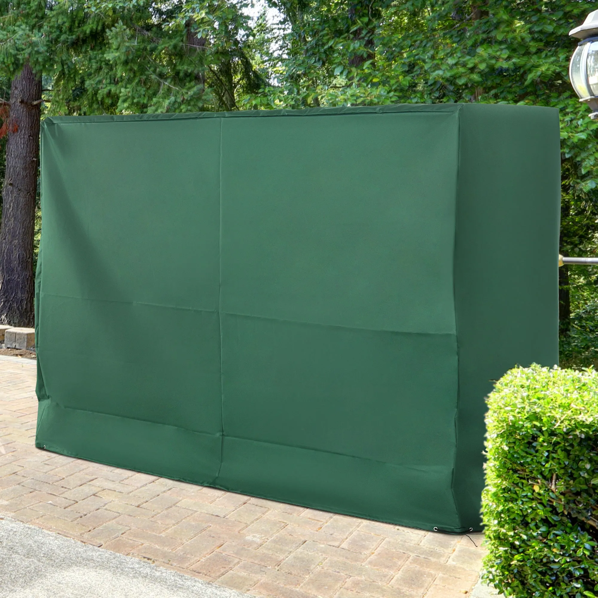 3 Seater Oxford Fabric Garden Swing Cover with Rope Closure, 240x133x185cm, Green - Image 2