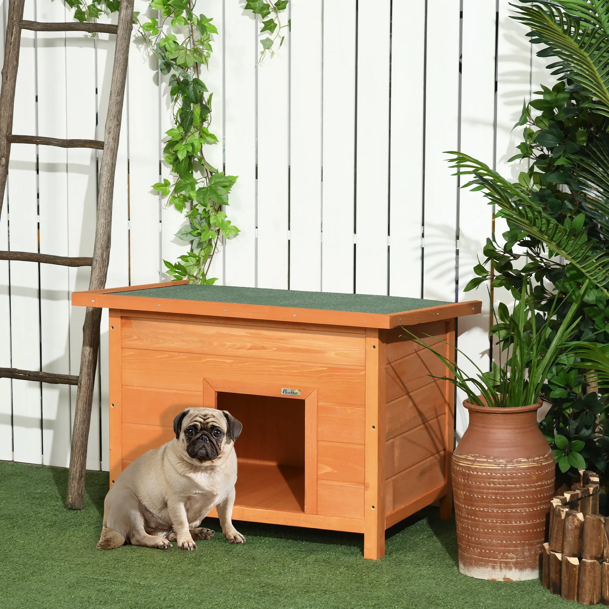 Waterproof Outdoor Dog Kennel Made of Fir Wood, 82 x 58 x 58cm - Image 2