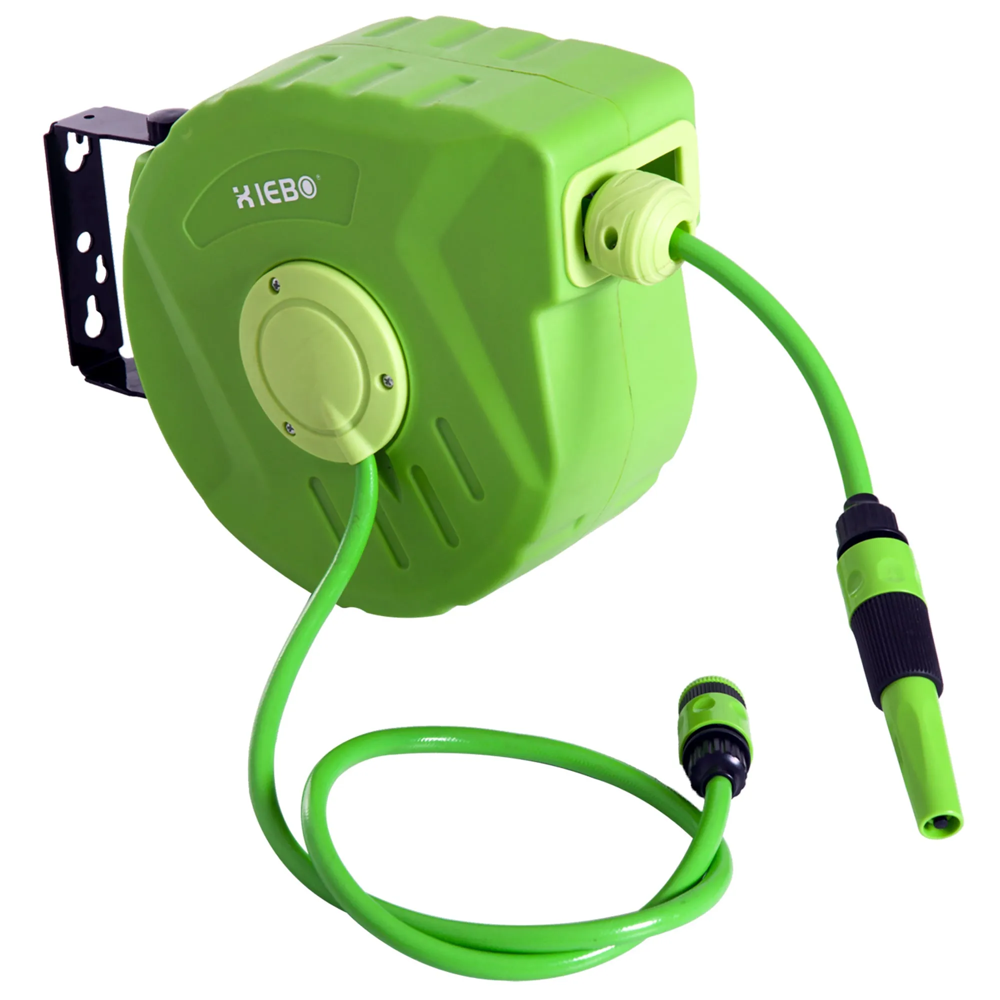 Wall Mounted Lockable Retractable Plastic Hose Reel with 180° Rotation, 35.5x11. 5x27. 5 cm, Green 4.8