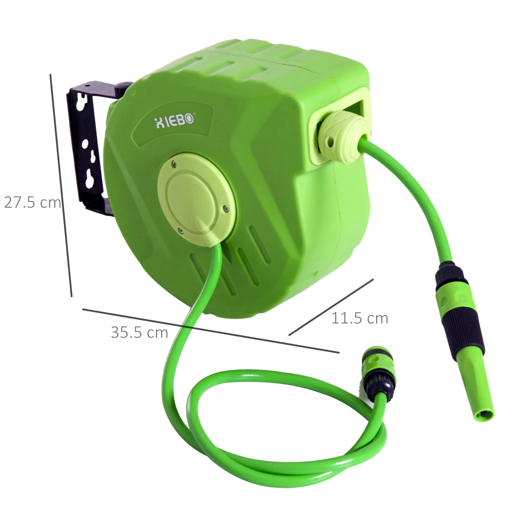 Wall Mounted Lockable Retractable Plastic Hose Reel with 180° Rotation, 35.5x11. 5x27. 5 cm, Green 4.8 - Image 3