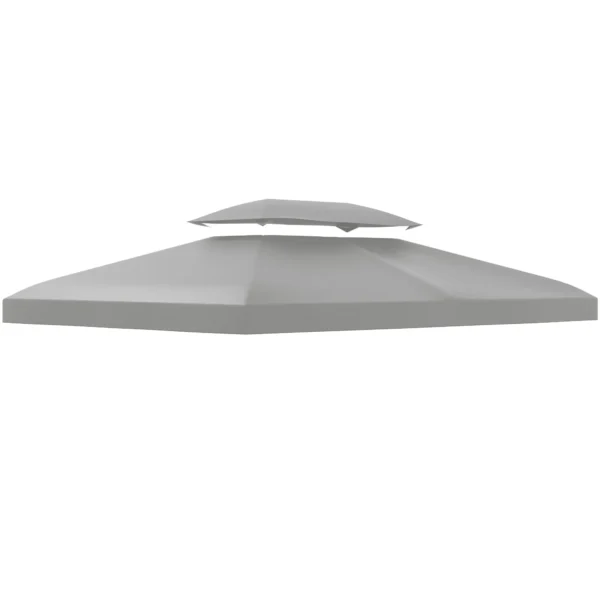 4x3m 2 Tier Polyester Gazebo Cover with Straps and 10 Drain Holes, Grey
