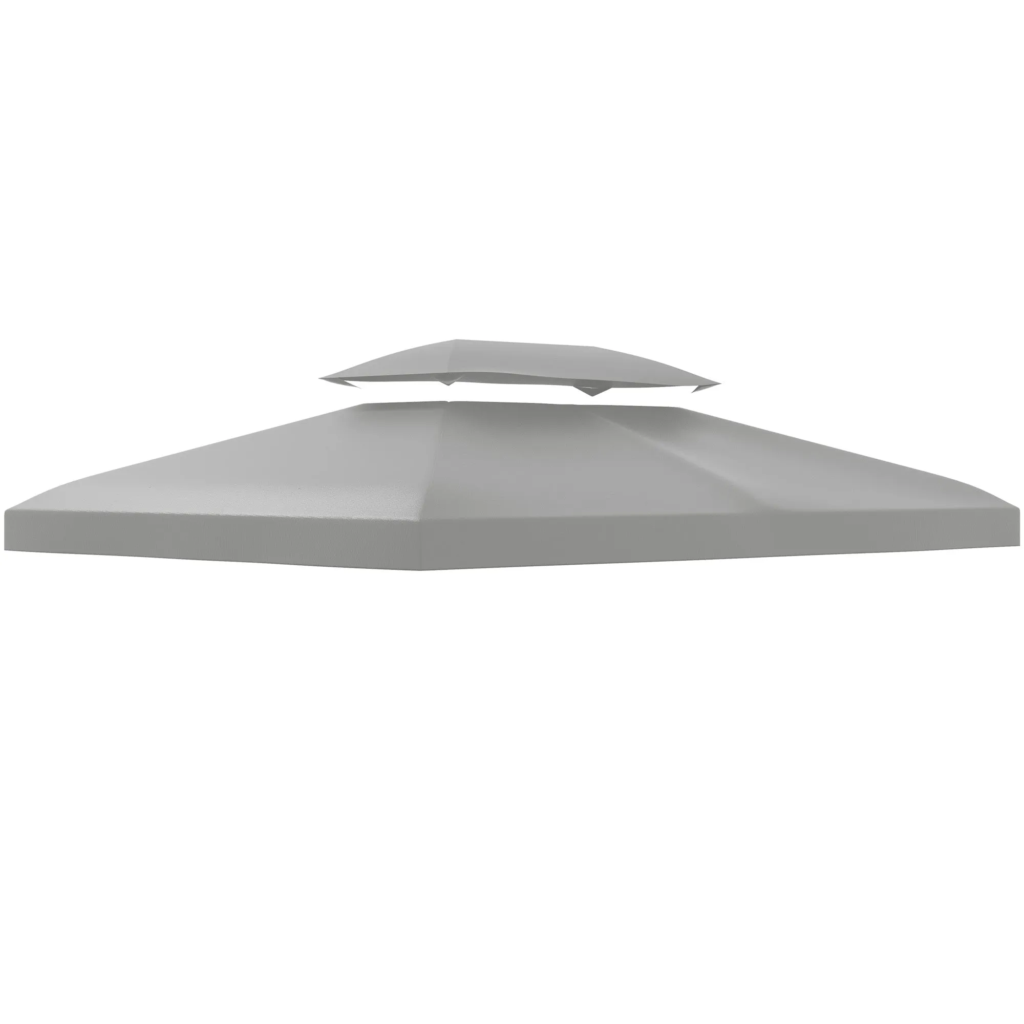 4x3m 2 Tier Polyester Gazebo Cover with Straps and 10 Drain Holes, Grey