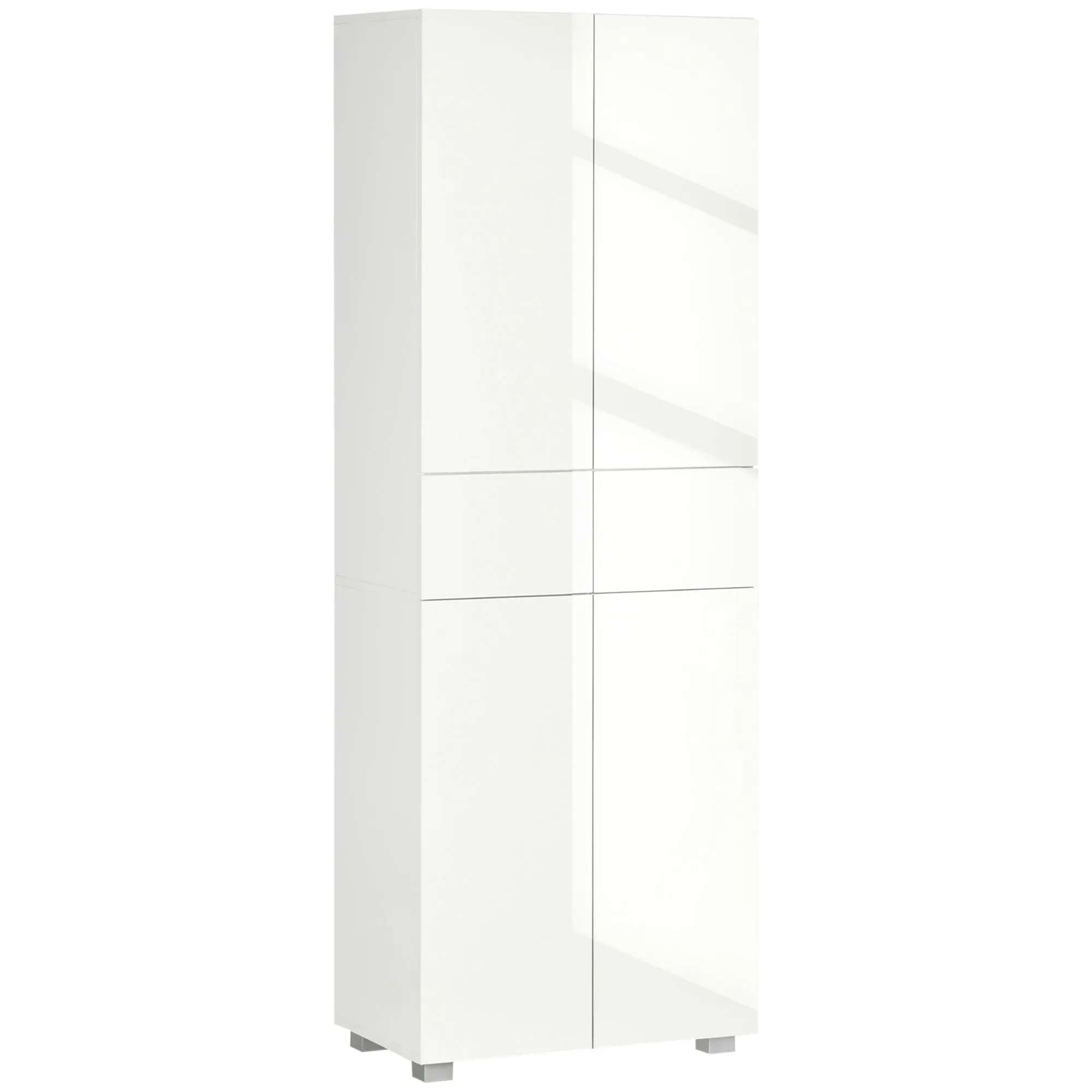 Kitchen Pantry with 4 Doors, 3 Adjustable Shelves and 5-Tier Shelves in MDF and Chipboard, 60x35x170 cm, White