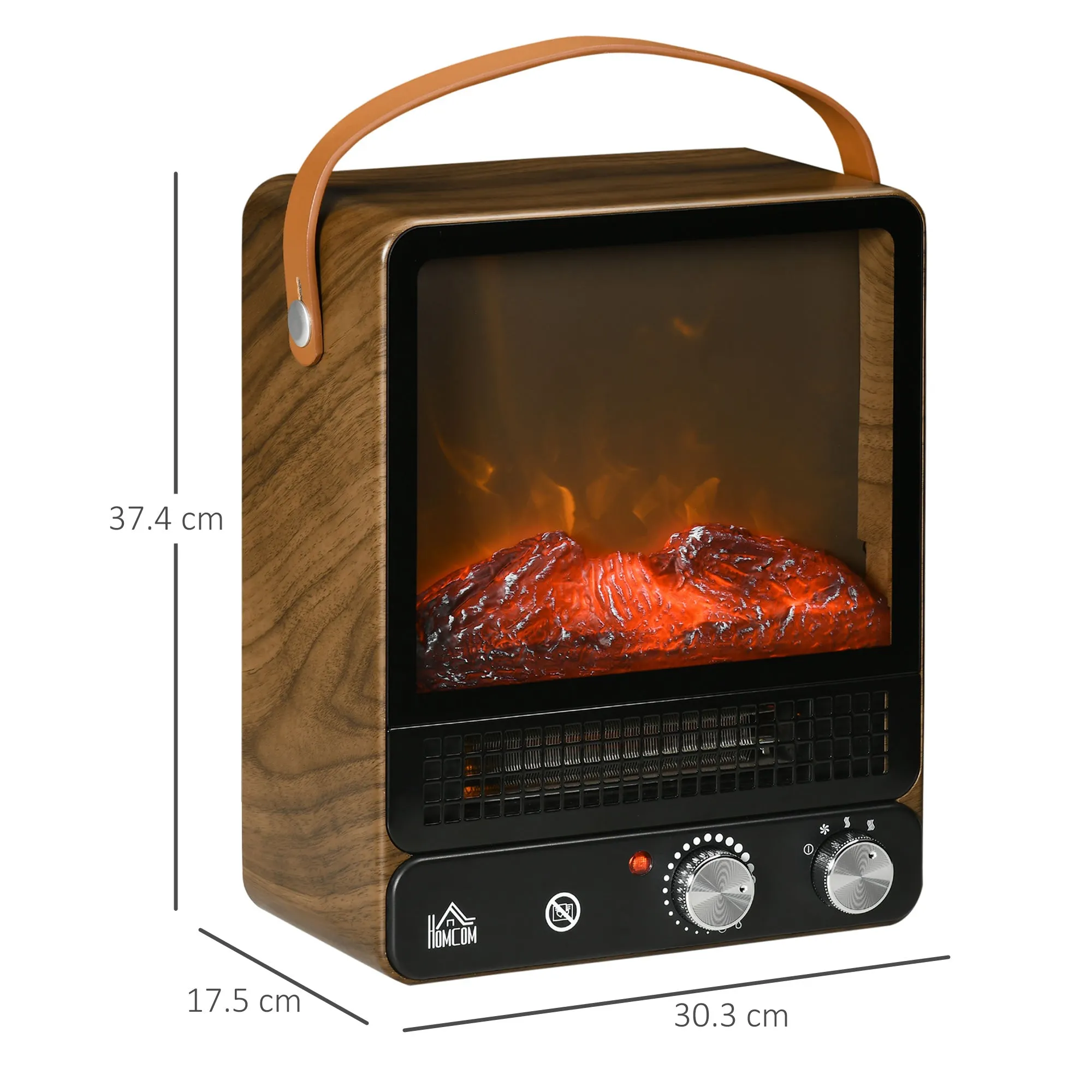 Electric Fireplace with LED Flame, 3 Heating Modes and Safety Switch, 30.3x17.5x37.4 cm - Image 3