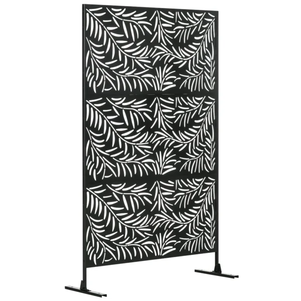 Outdoor Steel Screen with Willow Pattern and 2 Feet, 122x45x198 cm, Black