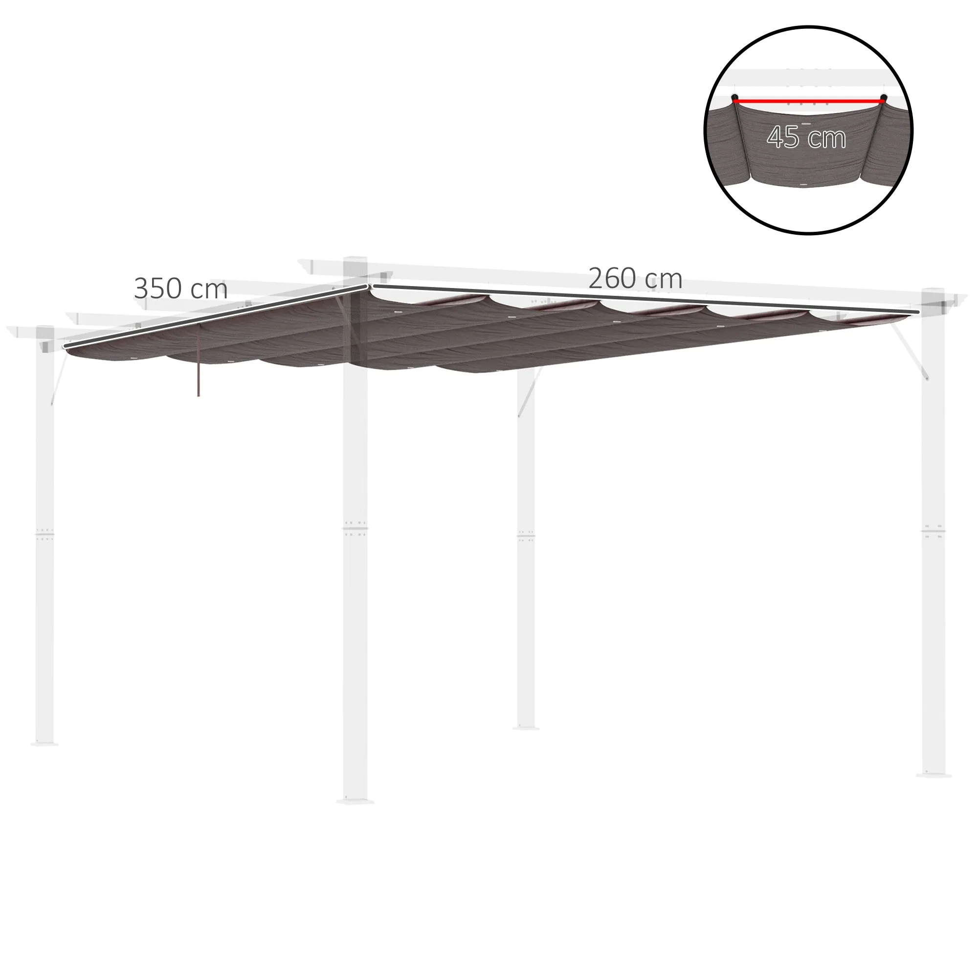 Pergola Gazebo Cover 4x3 m Breathable Polyester Coffee with 10 Drainage Holes (COVER ONLY) - Image 3