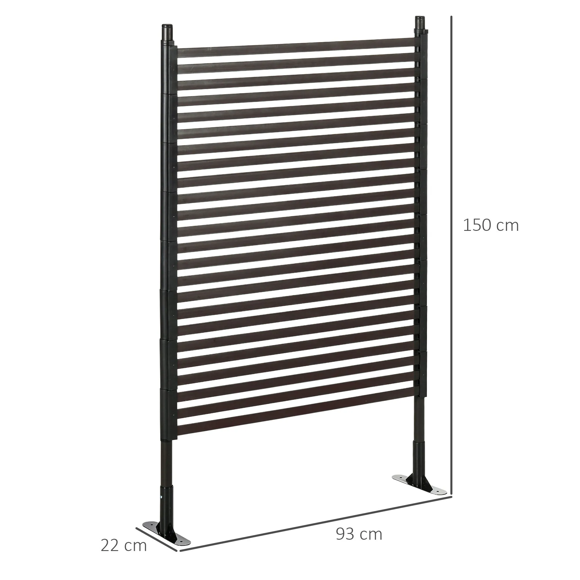 Freestanding Modular Steel Garden Partition Fence, 93x22x150 cm, Brown - Image 3