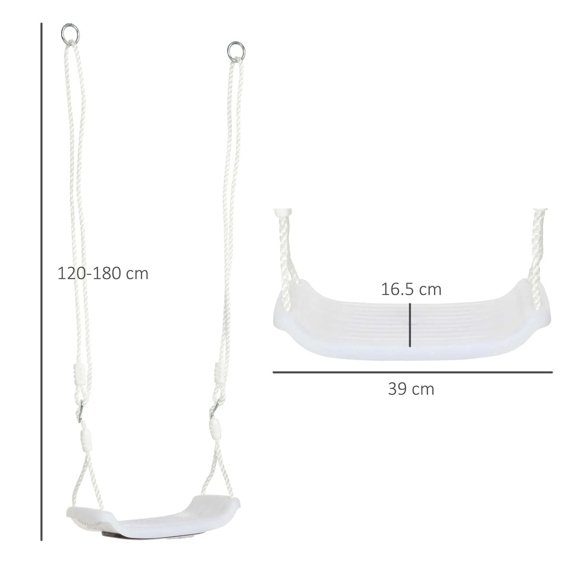 Baby Swing 9-36 Months in PP and PE with Adjustable Rope and LED Lights, 39x16.5x120-180 cm, White - Image 3