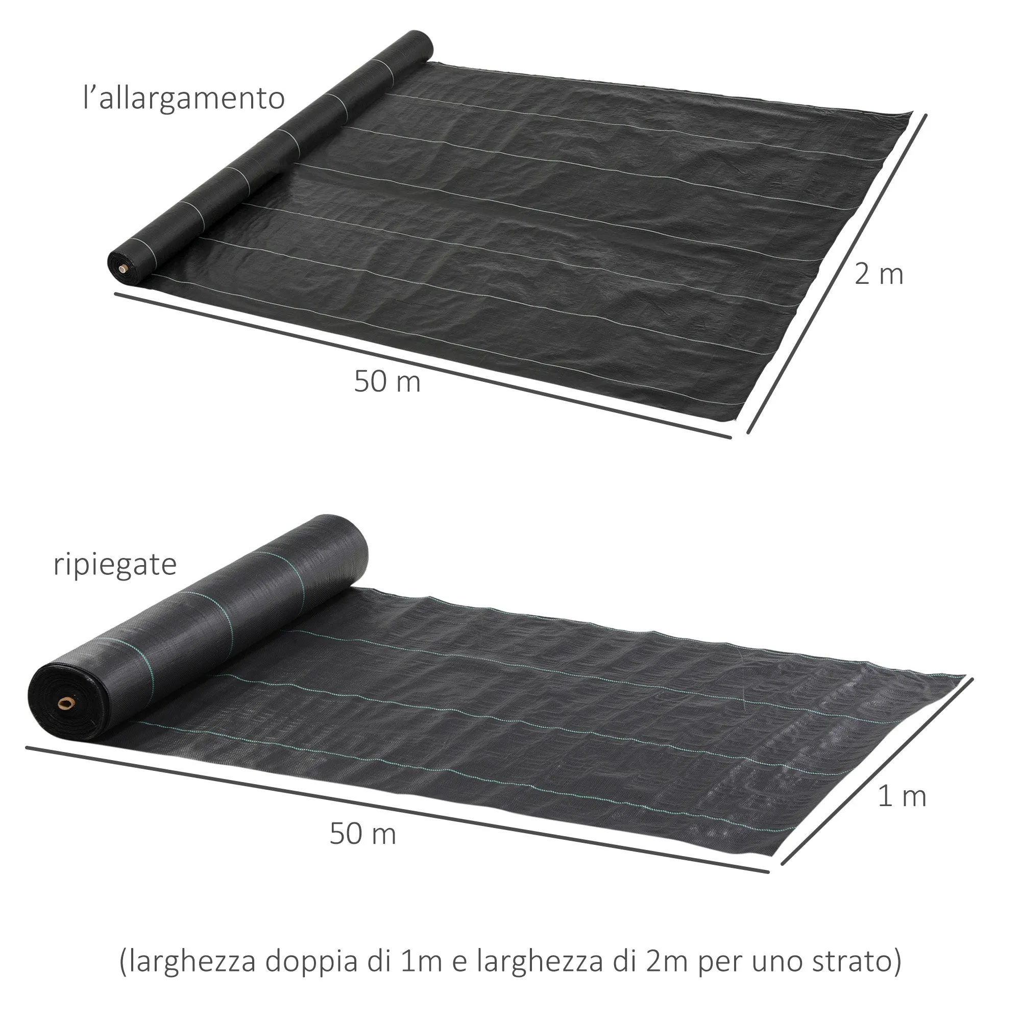50x2m Breathable and Anti-UV Polypropylene Black Mulch Sheet - Image 3