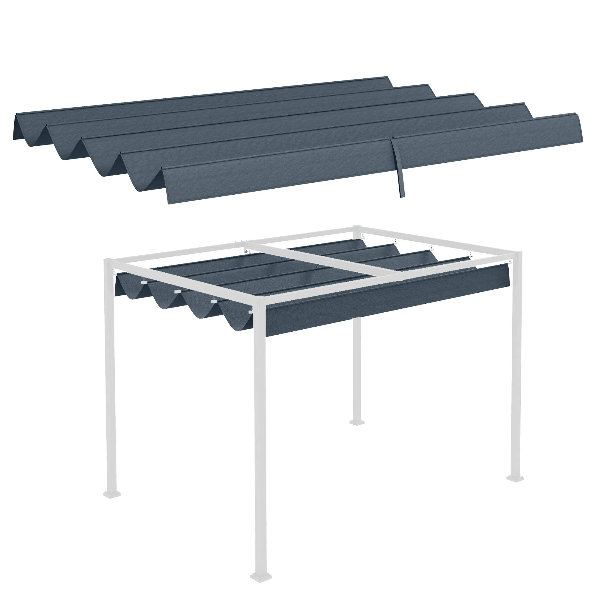 Gazebo Pergola Cover with 8 Drainage Holes, UV30+ Polyester, 286x245 cm, Dark Grey