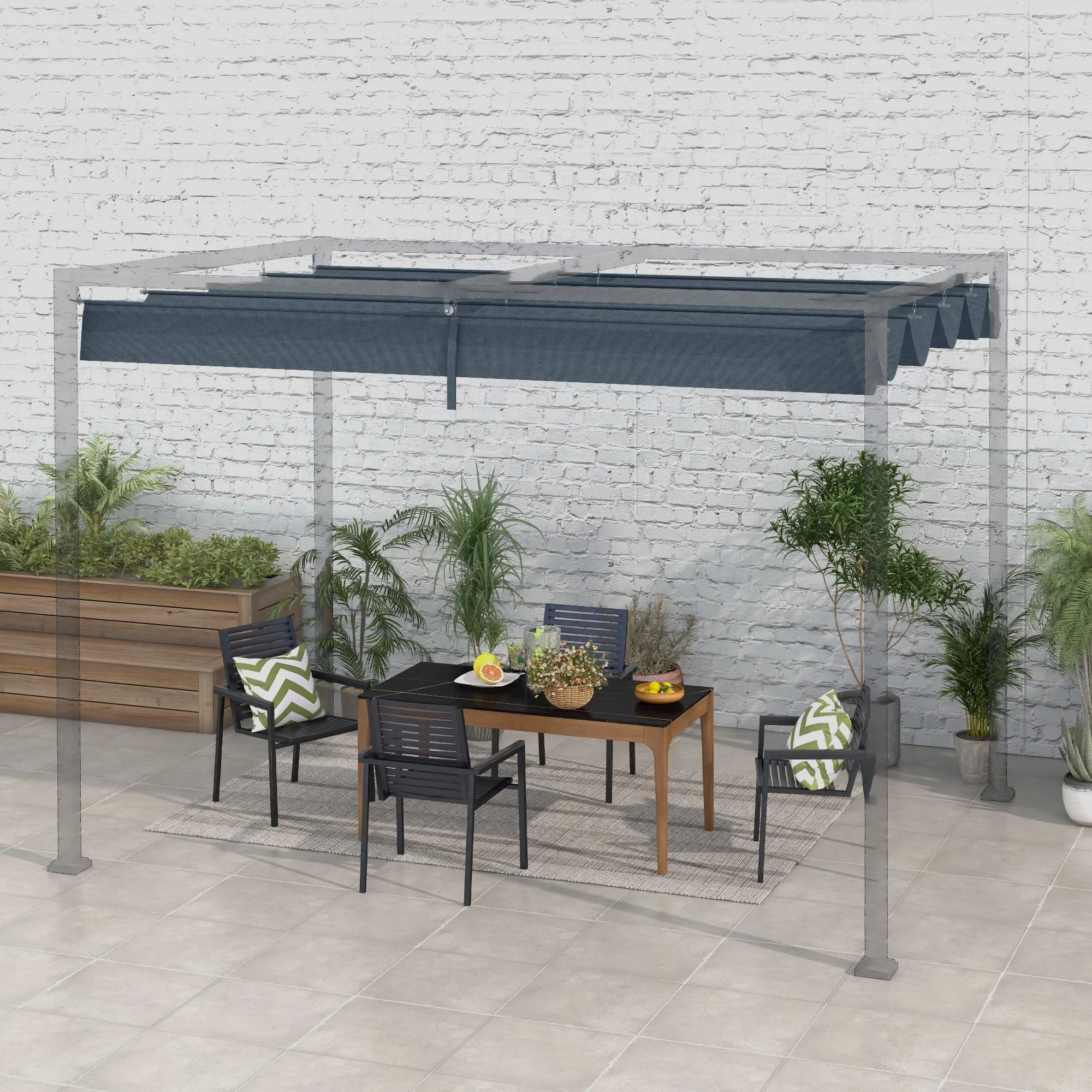 Gazebo Pergola Cover with 8 Drainage Holes, UV30+ Polyester, 286x245 cm, Dark Grey - Image 2