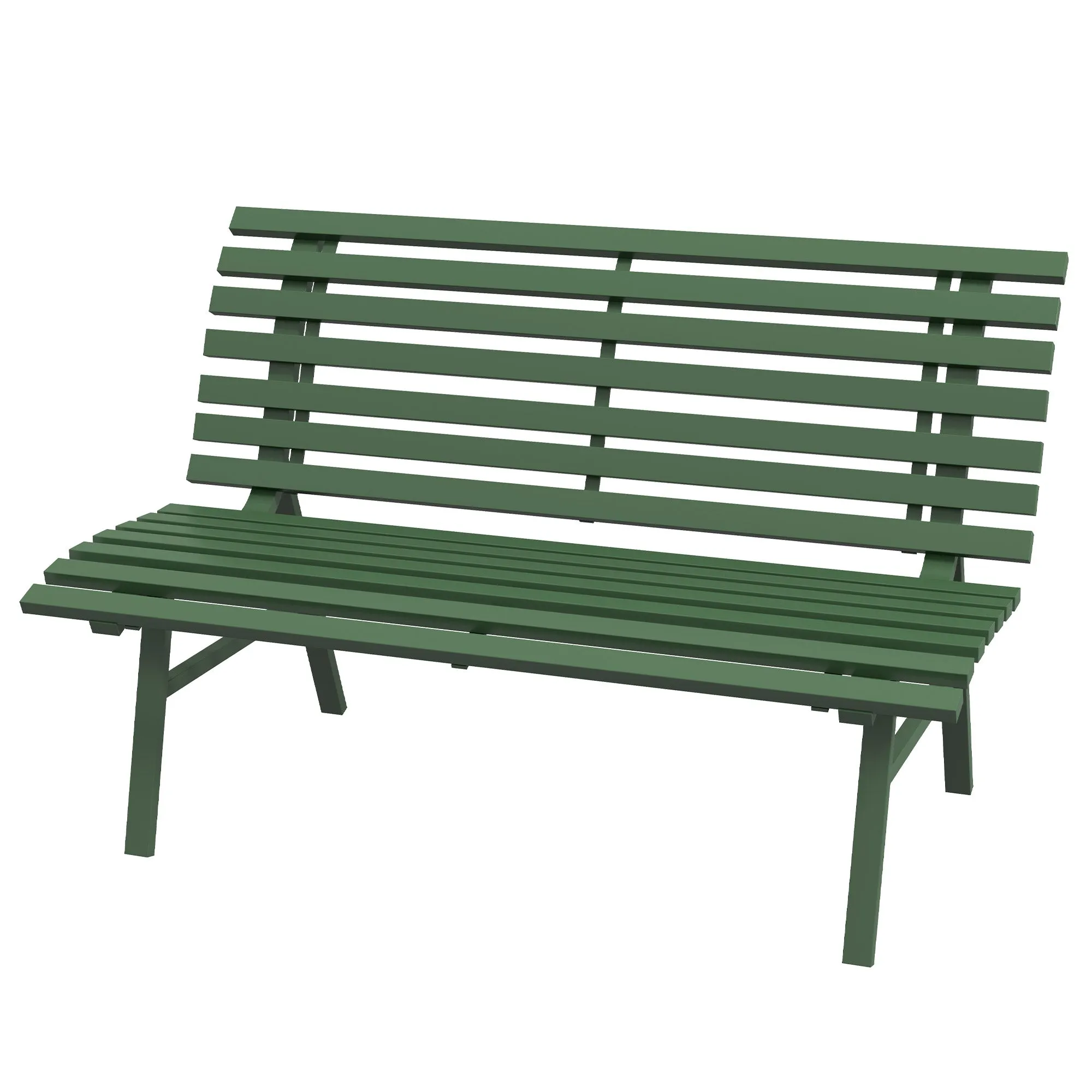 2 Seater Aluminum Slatted Outdoor Bench, 123x67x79cm, Green
