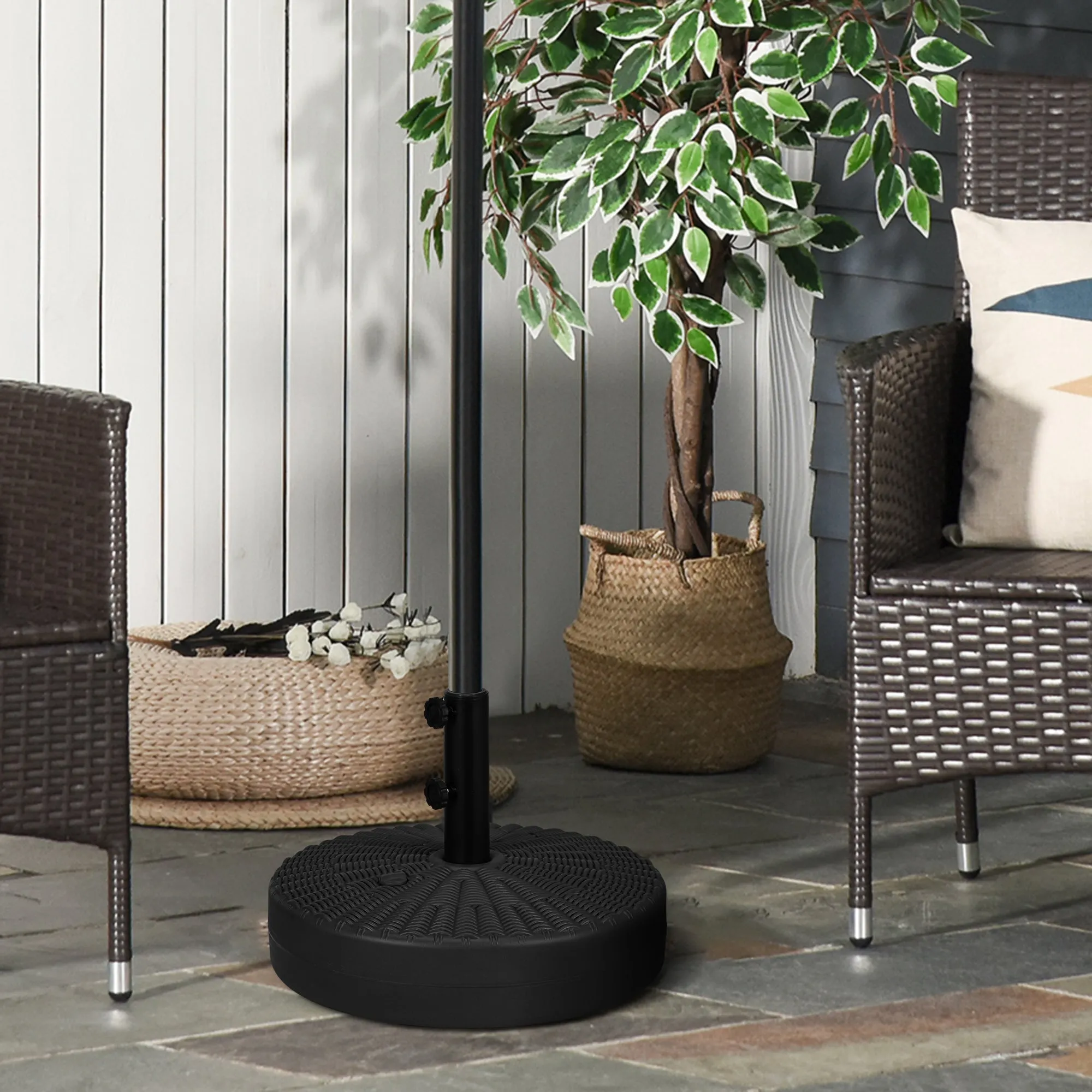 Base for Garden Parasol 2.7 m with Built-in Handles, HDPE and Steel, Ø51x36 cm, Black - Image 2