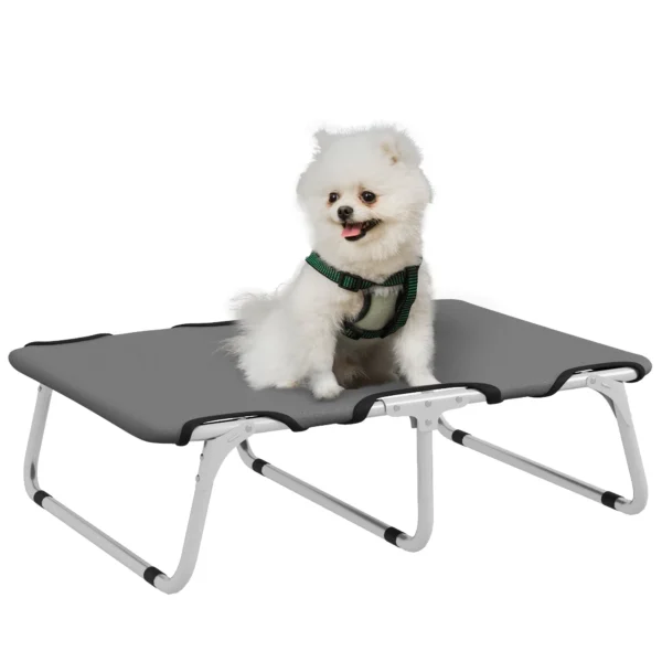 Folding Dog Bed for Indoor and Outdoor Use, Metal and Oxford Fabric, 71x58x20 cm, Grey