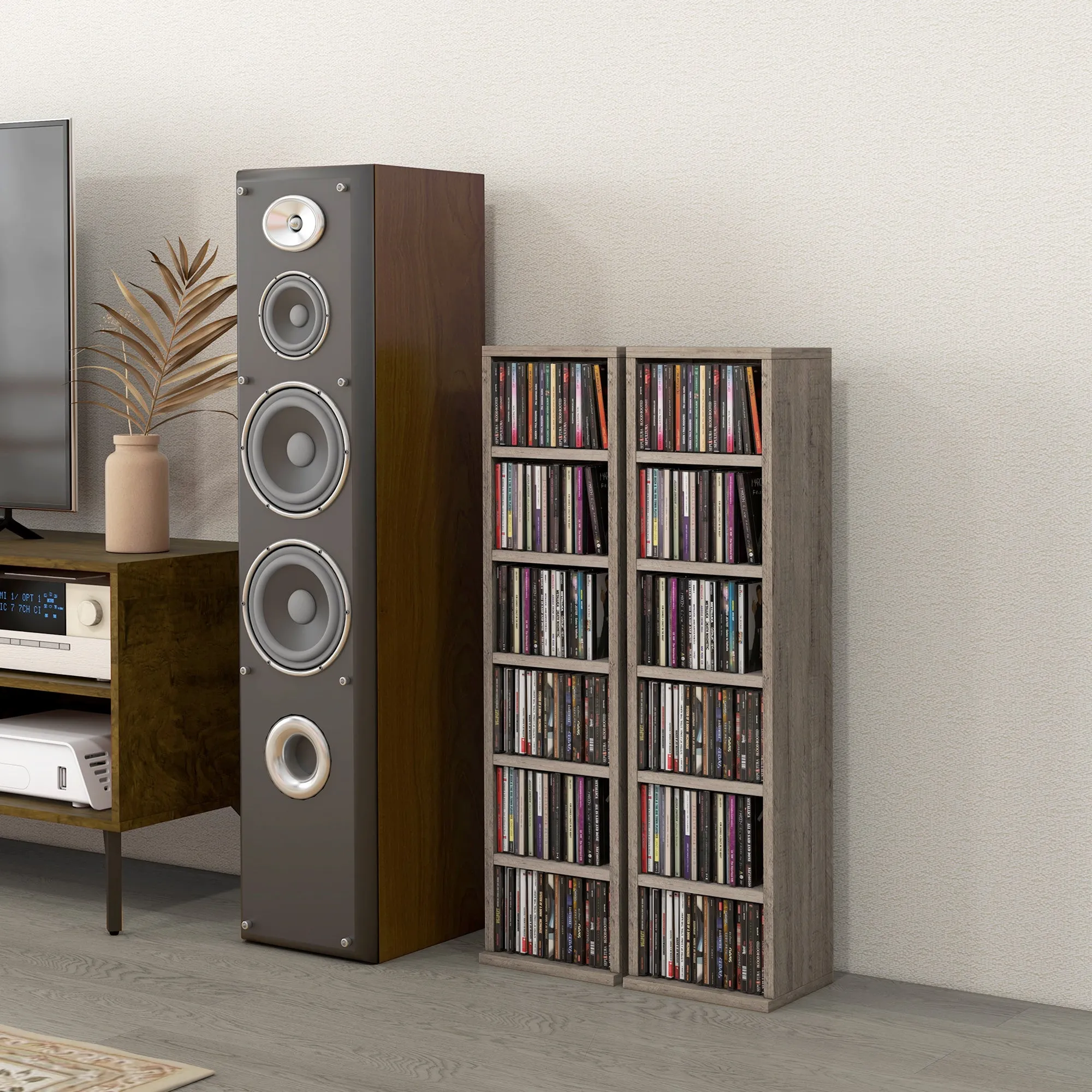 CD Shelving Set with 204 CD Shelves for 204 CDs, 21x22.5x88.5 cm, Grey - Image 2