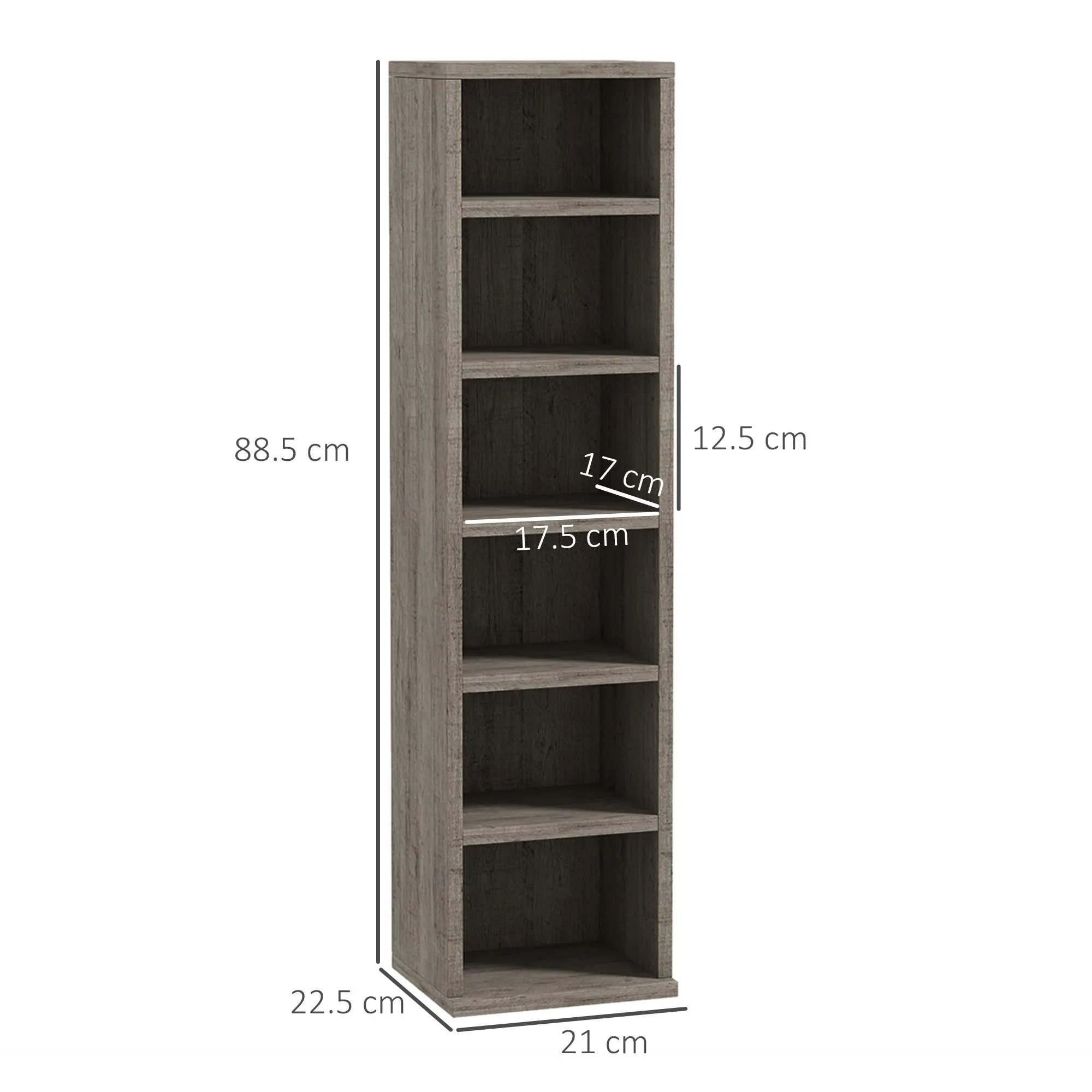 CD Shelving Set with 204 CD Shelves for 204 CDs, 21x22.5x88.5 cm, Grey - Image 3
