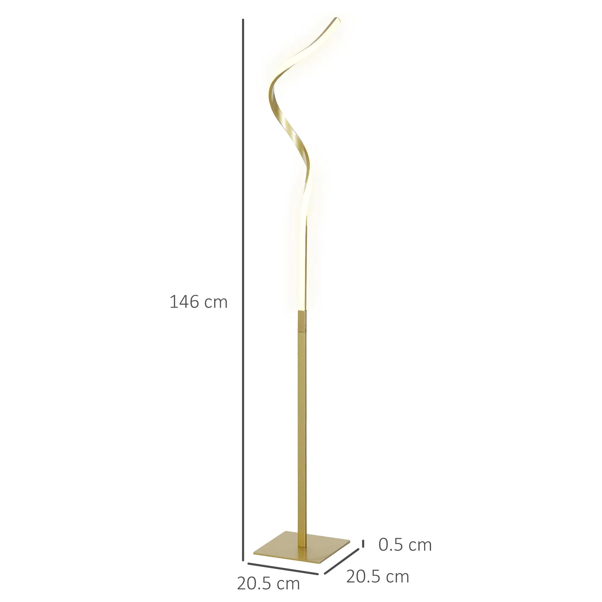 LED Spiral Floor Lamp with 3 Adjustable Brightness and Foot Switch, Gold - Image 3