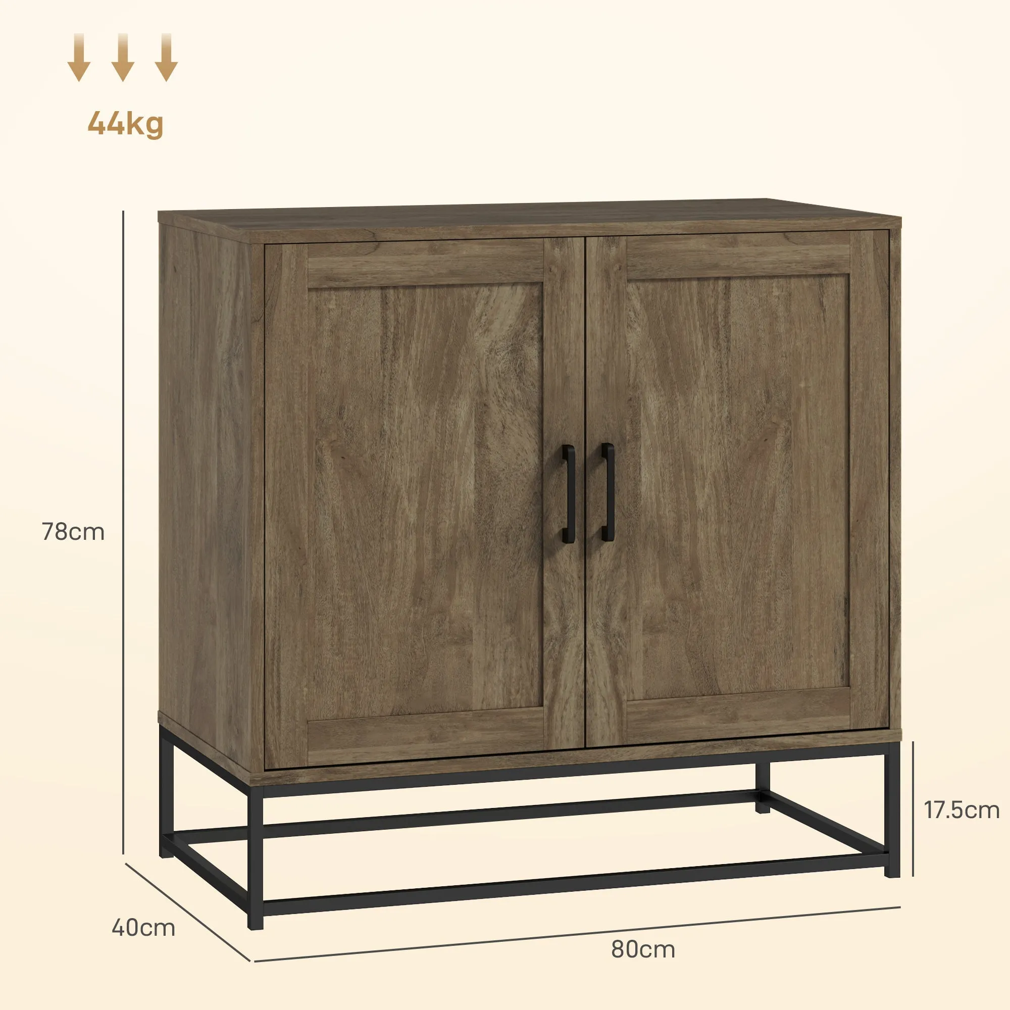 Living Room Sideboard 2 Tier with Adjustable Shelf, Wood and Steel, 80x40x78 cm, Brown and Black - Image 3