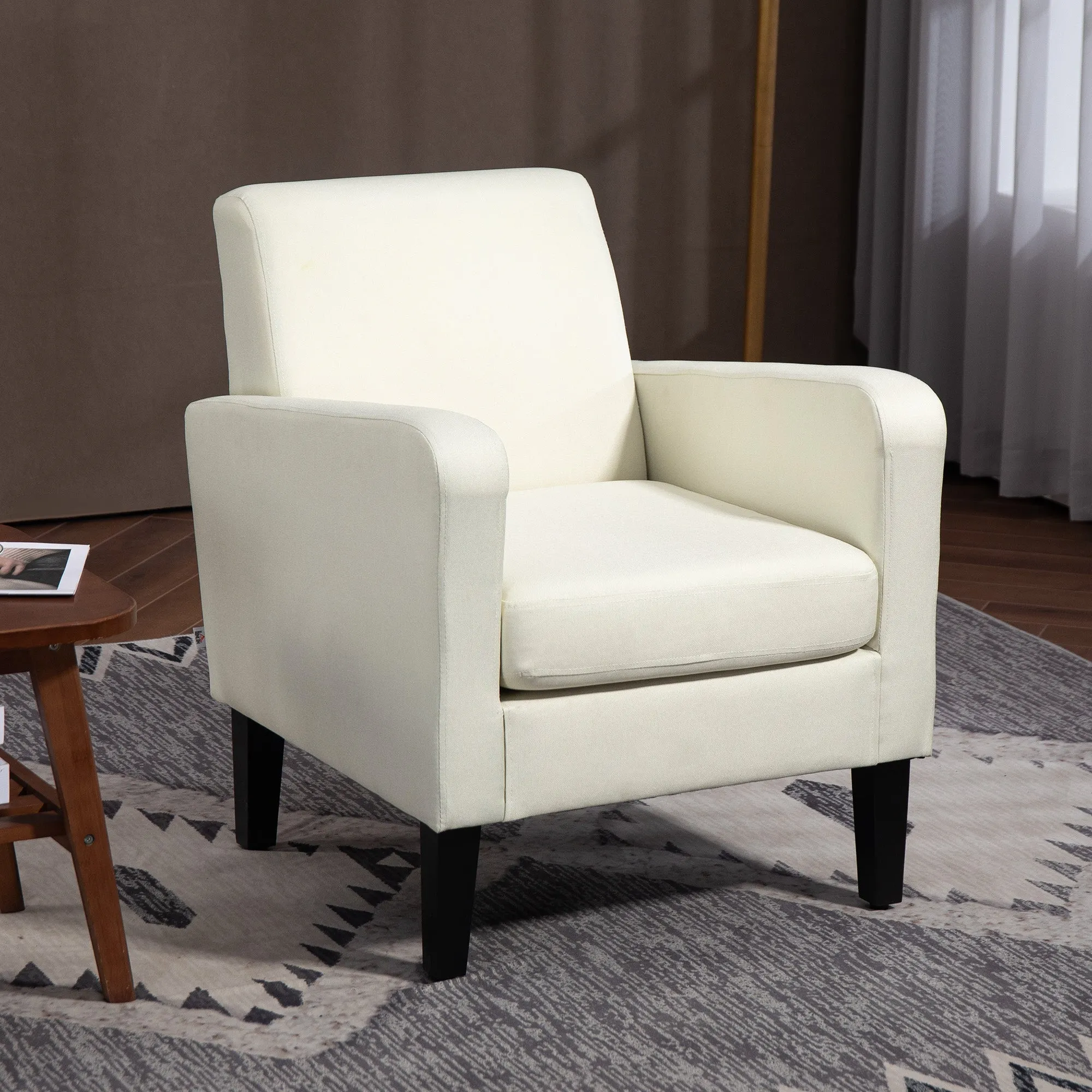 Modern Fabric Bedroom Armchair with Armrests, 66x72x74 cm, Cream - Image 2