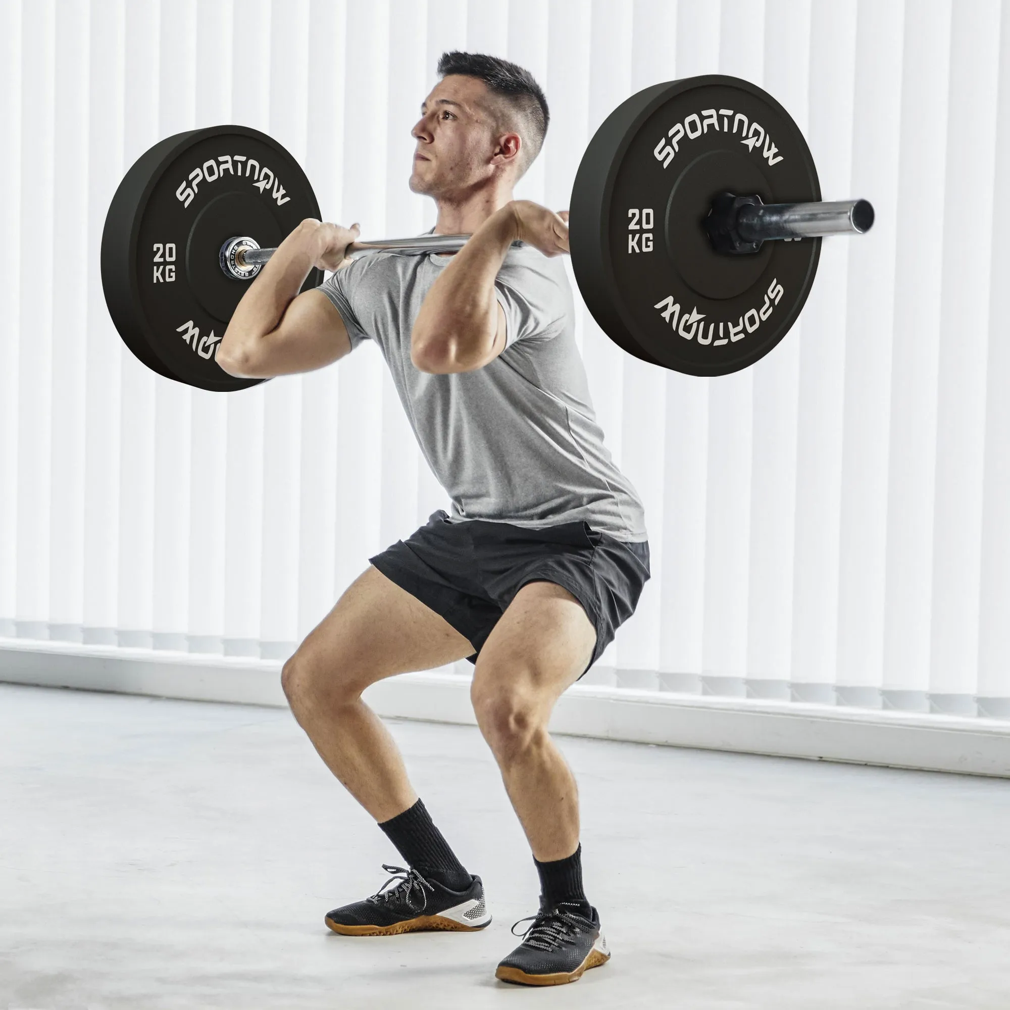 Set of 2 20kg Rubber Weight Discs with 2"/5 cm Hole for Dumbbells and Barbells, Black - Image 2
