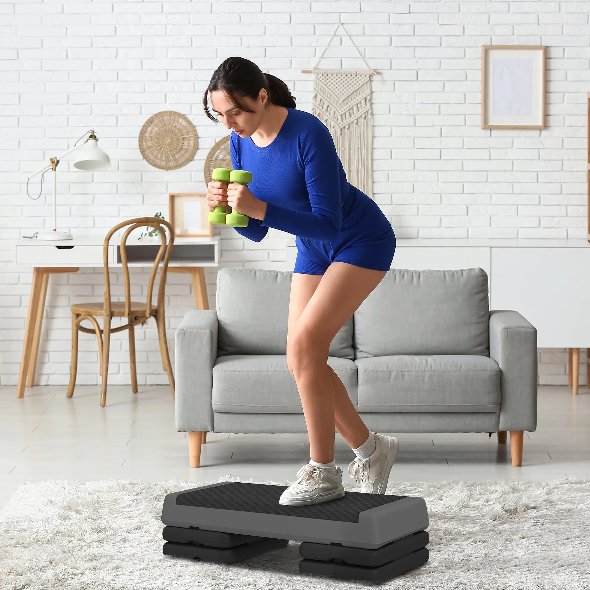 Adjustable Fitness Stepper 10.5/15.5/20.5 cm with Non-Slip Surface and 250 kg Capacity, Grey - Image 2