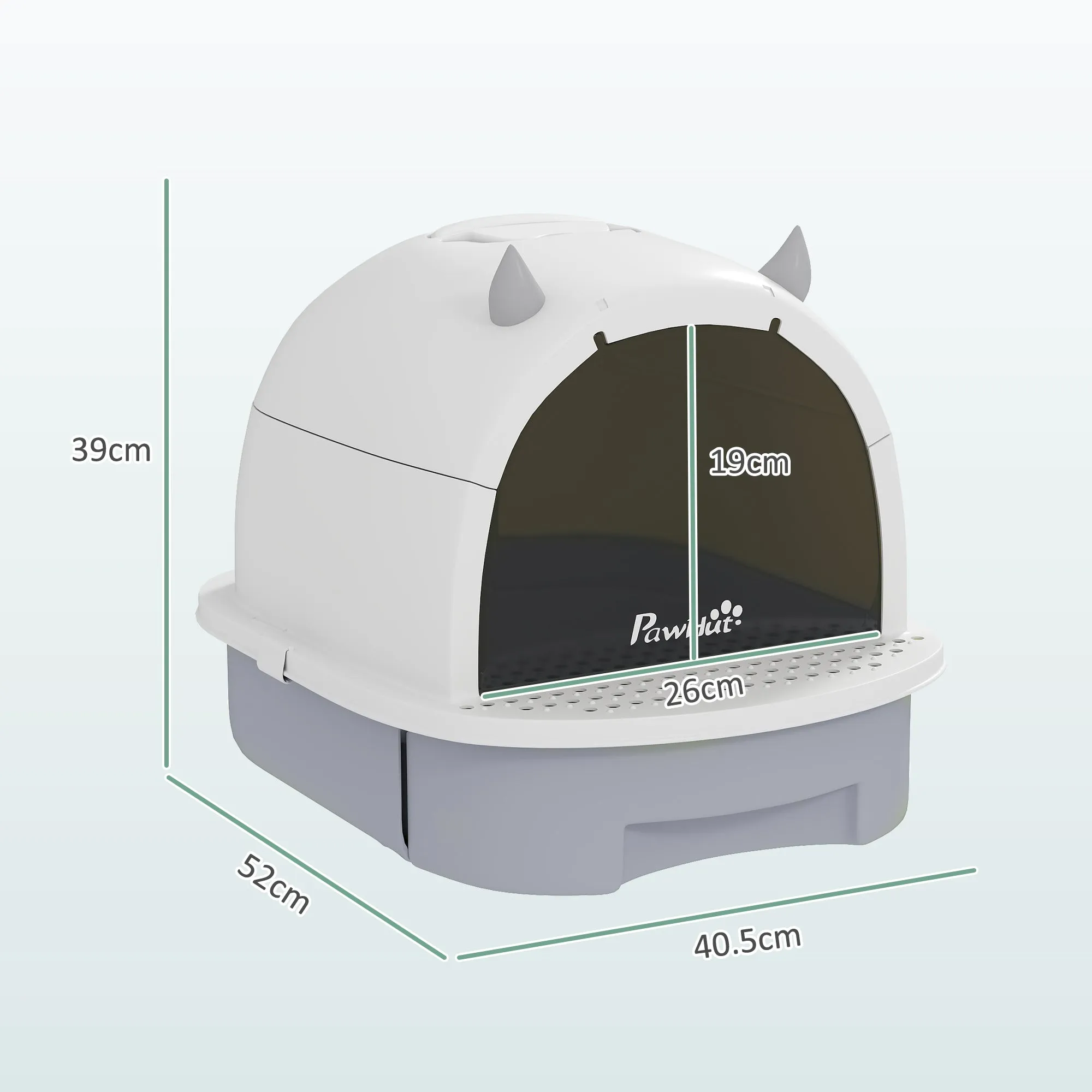 Closed Cat Litter Box with Removable Tray, Scoop and Activated Carbon Filter, Grey - Image 3