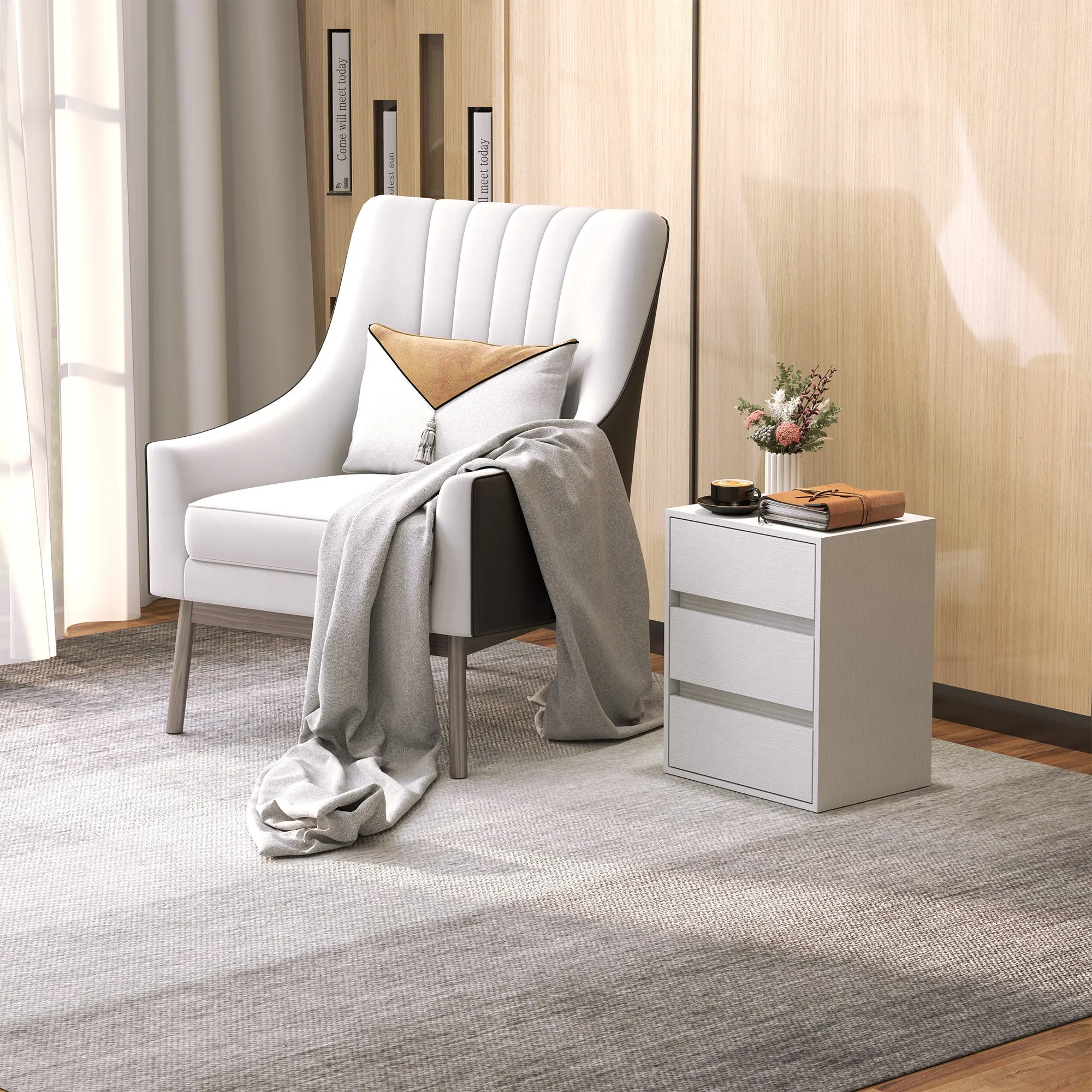 Modern 3-Drawer Chest of Drawers in White Wood, 40x30x50.5 cm - Image 2