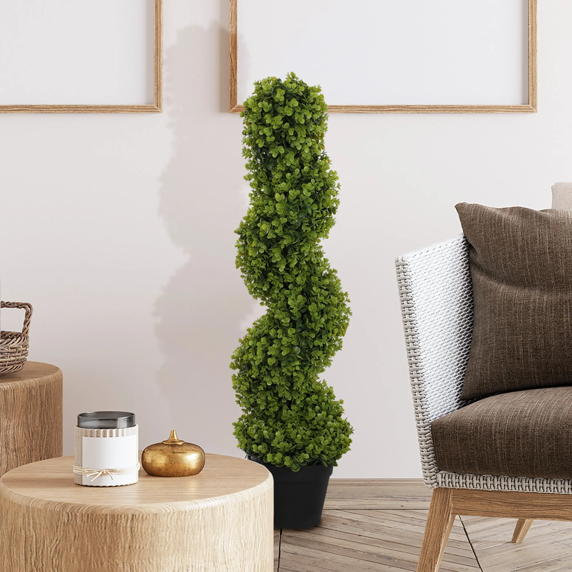 Artificial Eucalyptus Spiral Plant with Pot Included for Indoor and Outdoor, Height 90 cm, Green - Image 2